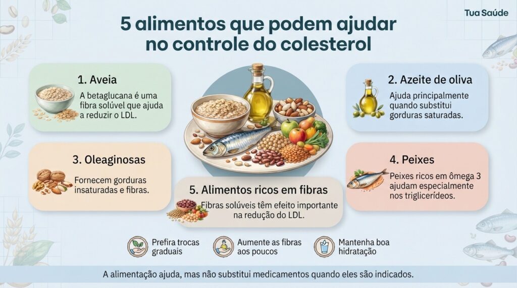 Colesterol alto: 5 alimentos que ajudam a controlar sem dieta radical