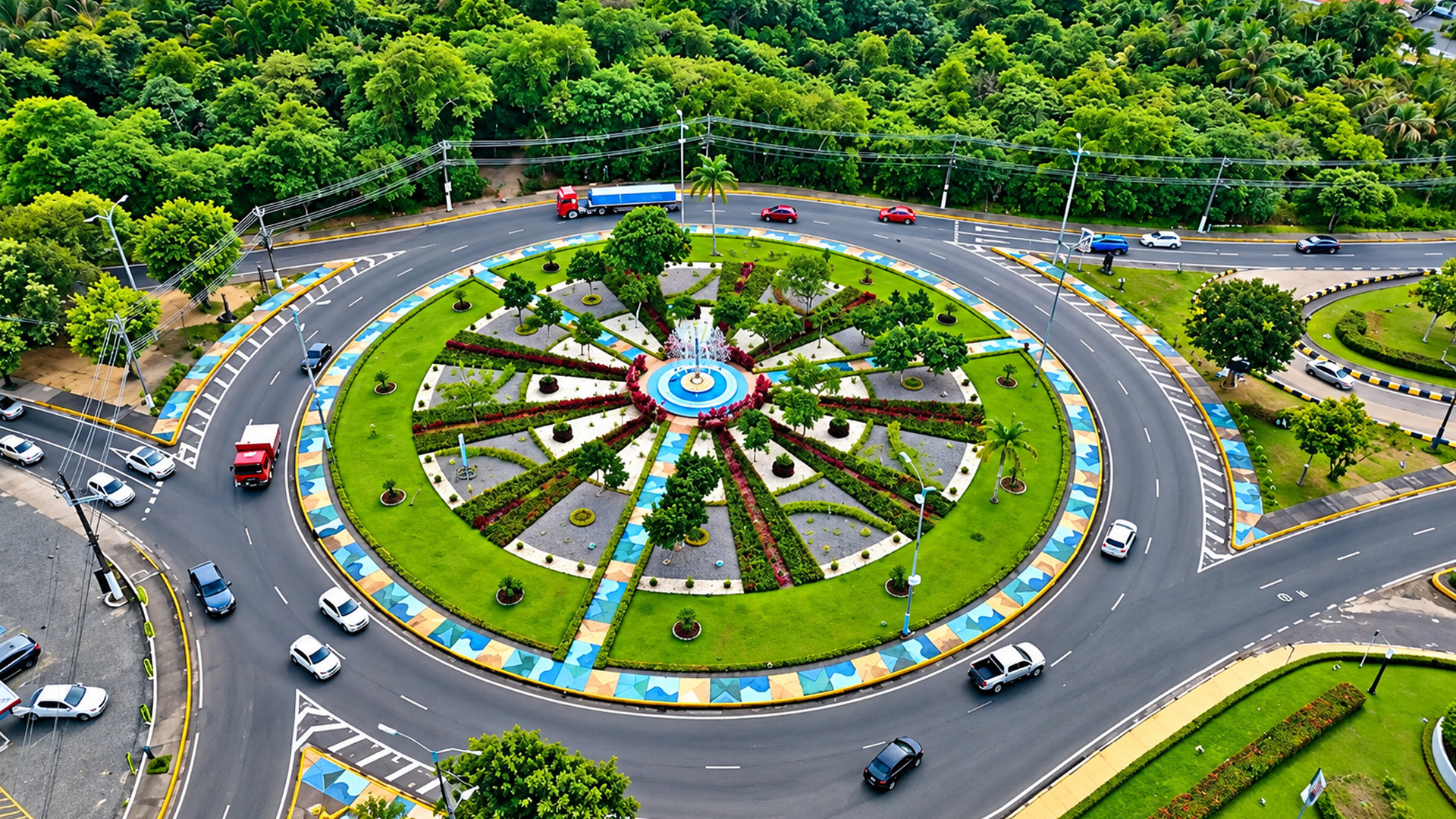 This roundabout in Brazil looks like a giant geometric puzzle