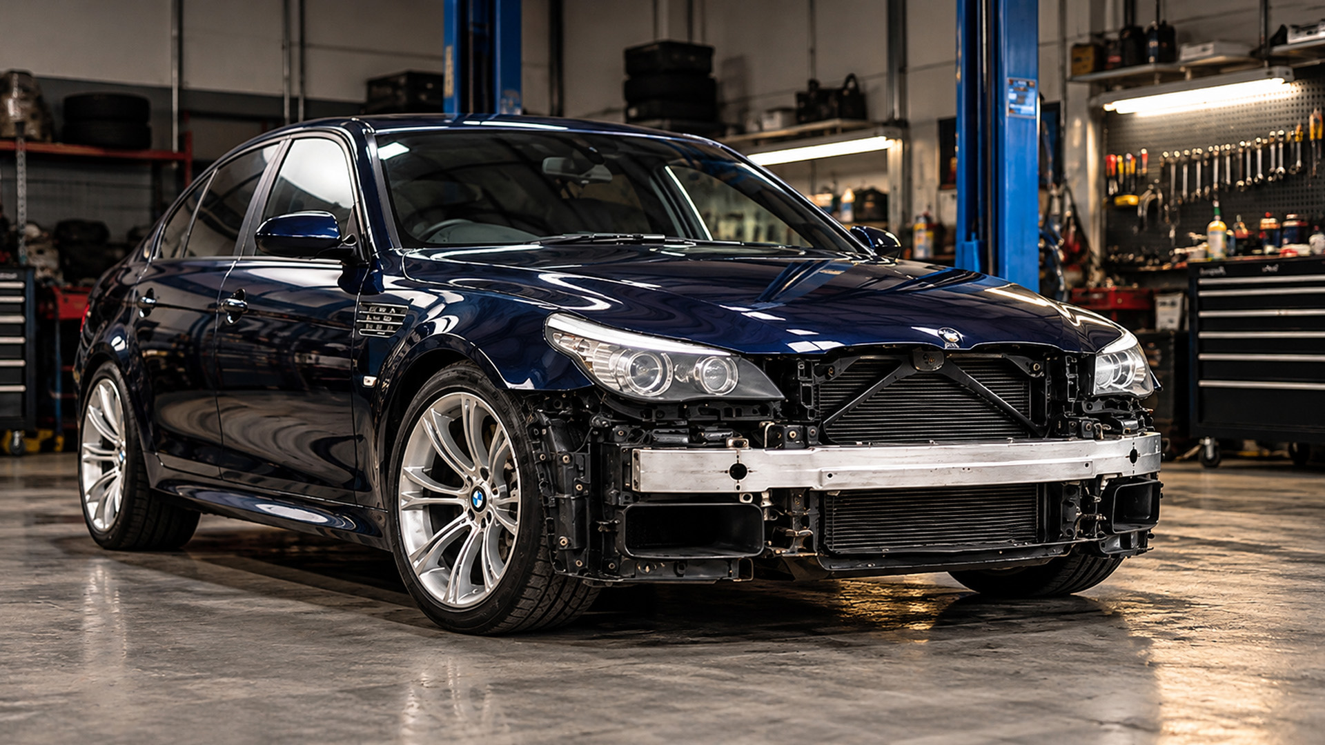 A track day leaves this V10 BMW M5 needing major repairs