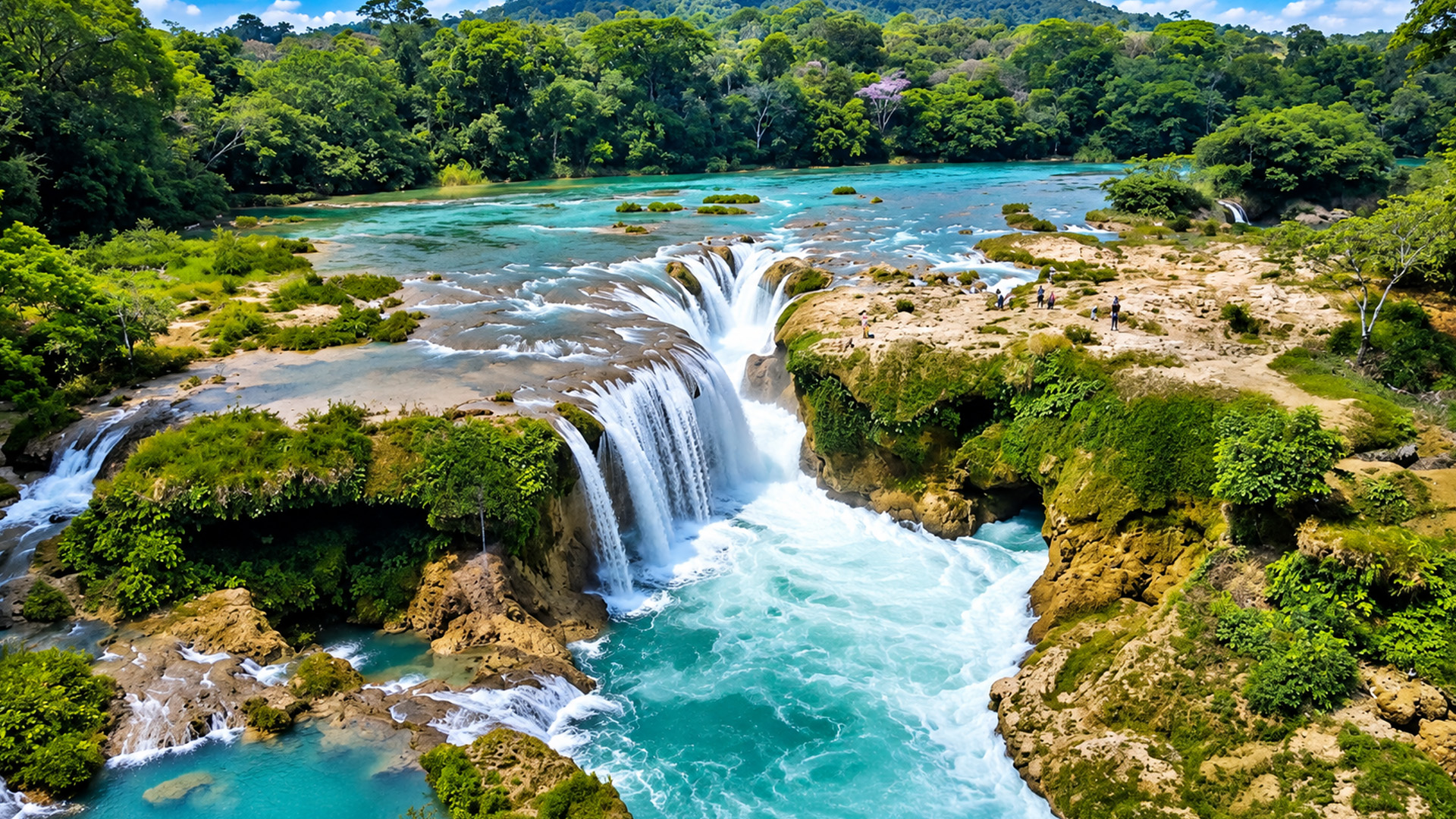 Mexico's Las Nubes waterfall creates a turquoise river paradise