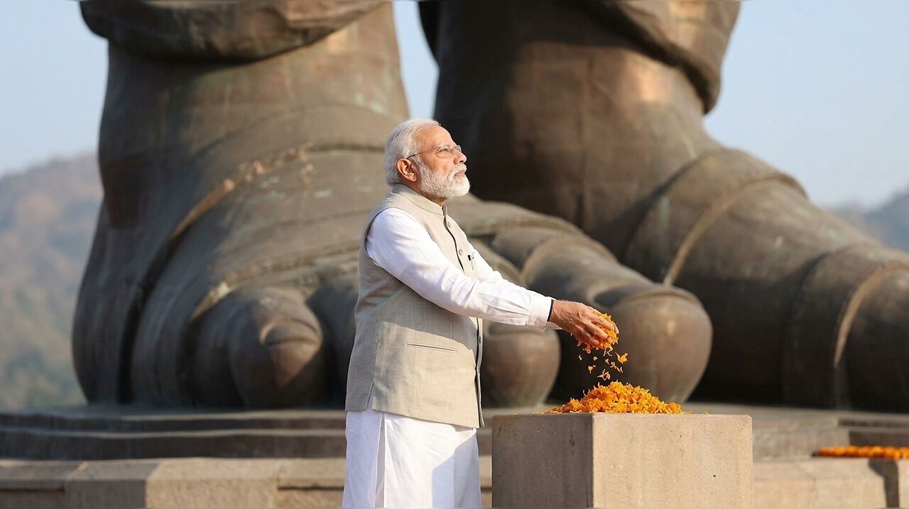 PM Modi honours Sardar Patel at Statue of Unity on National Unity Day