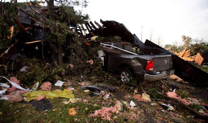 Damage from a tornado is seen in Dunrobin, Ont. west of Ottawa on Sept. 21, 2018. A tornado damaged ... - THE CANADIAN PRESS/Sean Kilpatrick Slide 8 of 21: Damage from a tornado is seen in Dunrobin, Ont. west of Ottawa on Sept. 21, 2018. A tornado damaged cars in Gatineau, Que., and houses in a community west of Ottawa on Friday afternoon as much of southern Ontario saw severe thunderstorms and high wind gusts, Environment Canada said.