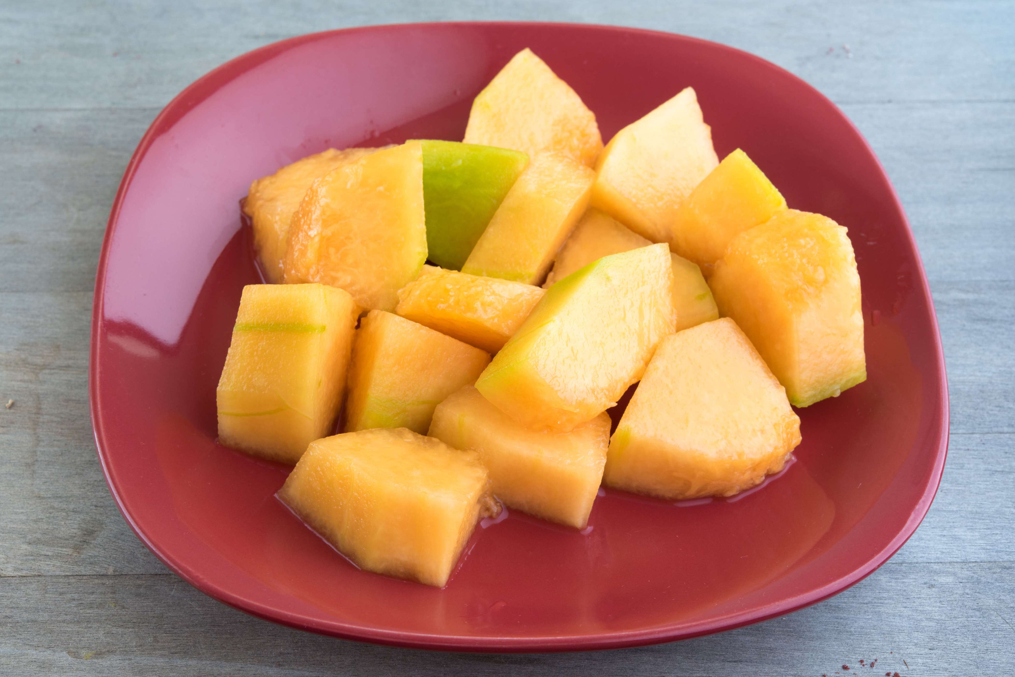 TORONTO, ONTARIO, CANADA - 2017/02/01: Healthy eating: Close-up of cantaloupe fruit salad.  The fruit is also known as mushmelon, rockmelon, sweet melon, or spanspek refers to a variety of the Cucumis melo species. (Photo by Roberto Machado Noa/LightRocket via Getty Images)