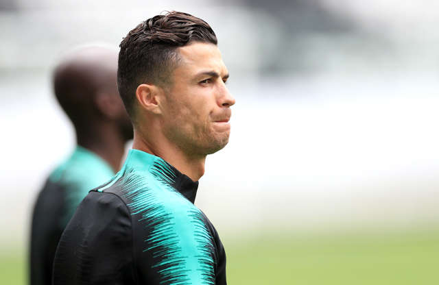 File Photo-Portugal's Cristiano Ronaldo during the training session at Estadio do Bessa, Porto