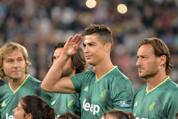 File Photo-Pavel Nedved (L), Cristiano Ronaldo (C) and Francesco Totti (R) from Campioni Per La Ricerca seen during the 'Partita Del Cuore' Charity Match at Allianz Stadium. Campioni Per La Ricerca win the "Champions for Research" 3-2 against the "Italian National Singers".