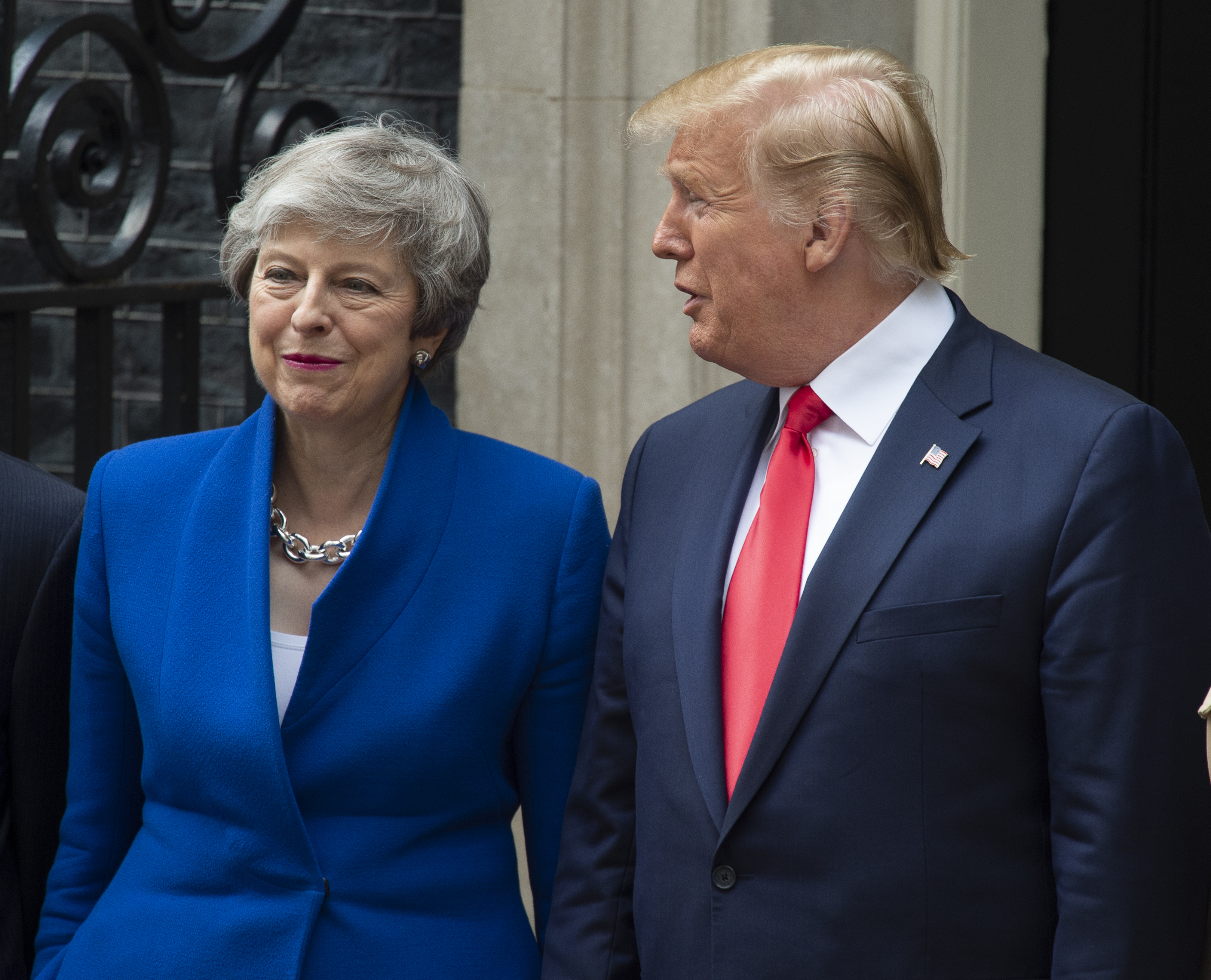 伦敦，英国 -  2019/06/04：英国首相特蕾莎梅和美国总统唐纳德特朗普在唐宁街10号举行会议，会见美国总统和第一夫人为期三天的国事访问。 （摄影：Gary Mitchell / SOPA Images / LightRocket via Getty Images）