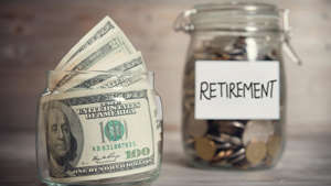 a close up of a bottle: retirement savings concept