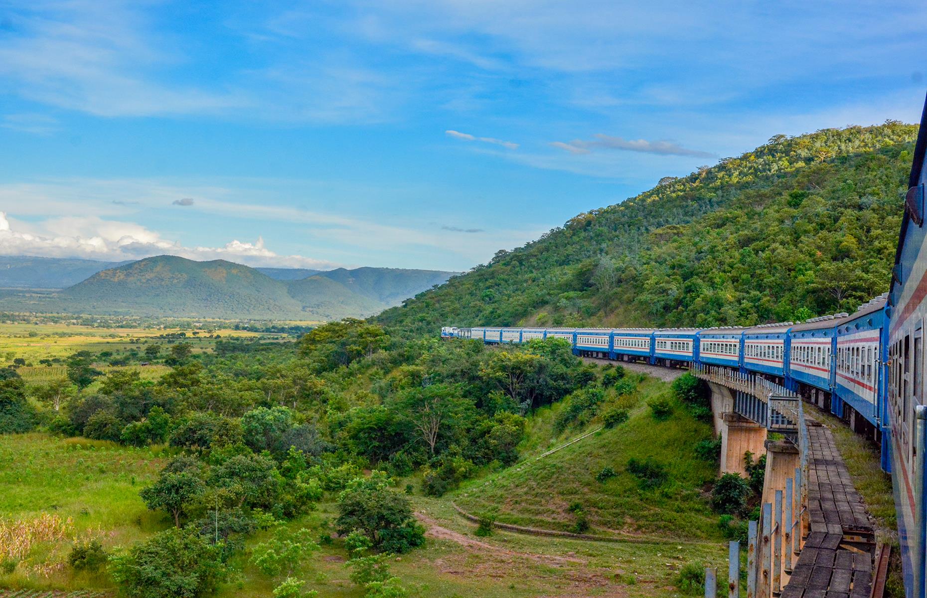 The TAZARA (Tanzania & Zambia Railway Authority) route is a great way of experiencing a safari without splashing out. The train travels from Dar es Salaam in Tanzania to the Zambian town of Kapiri Mposhi through the Selous game reserve, offering a chance to spot elephants, lions, giraffes and more. The journey covers 1,155 miles (1,860km) and takes just under 48 hours to complete.