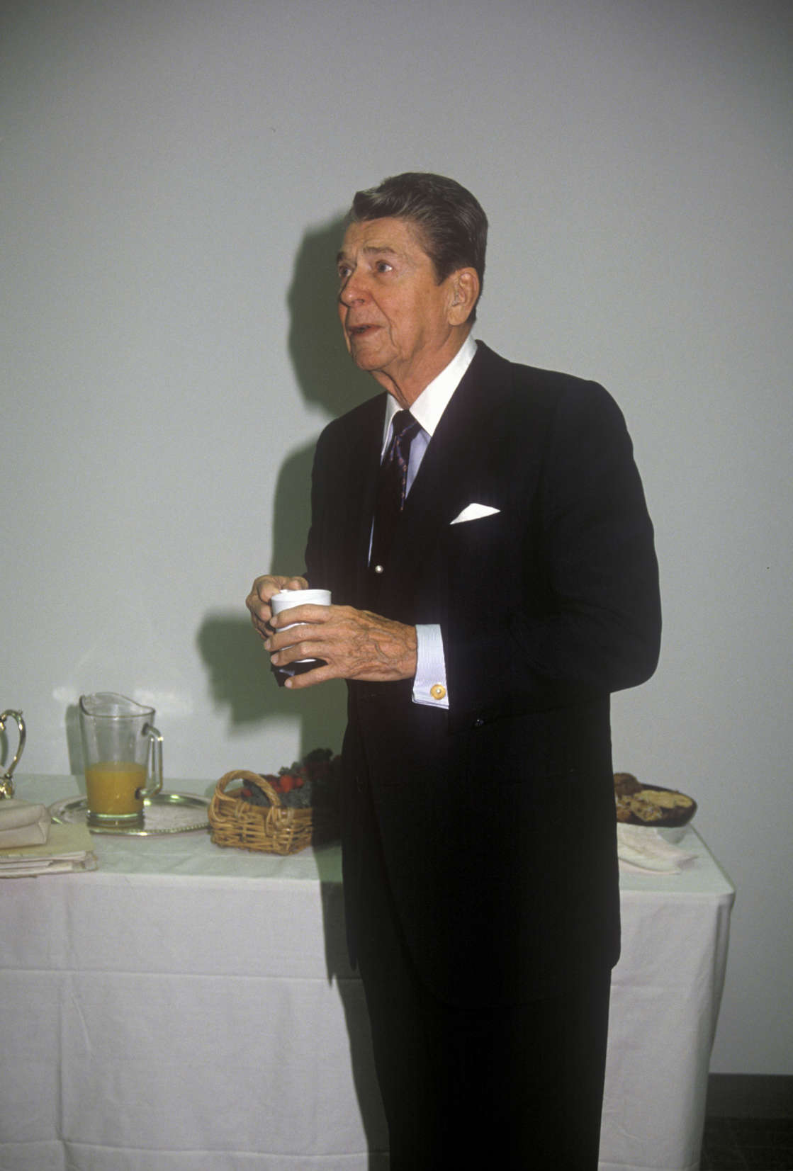 President Ronald Reagan taking a coffee break (Photo by Visions of America/UIG via Getty Images)