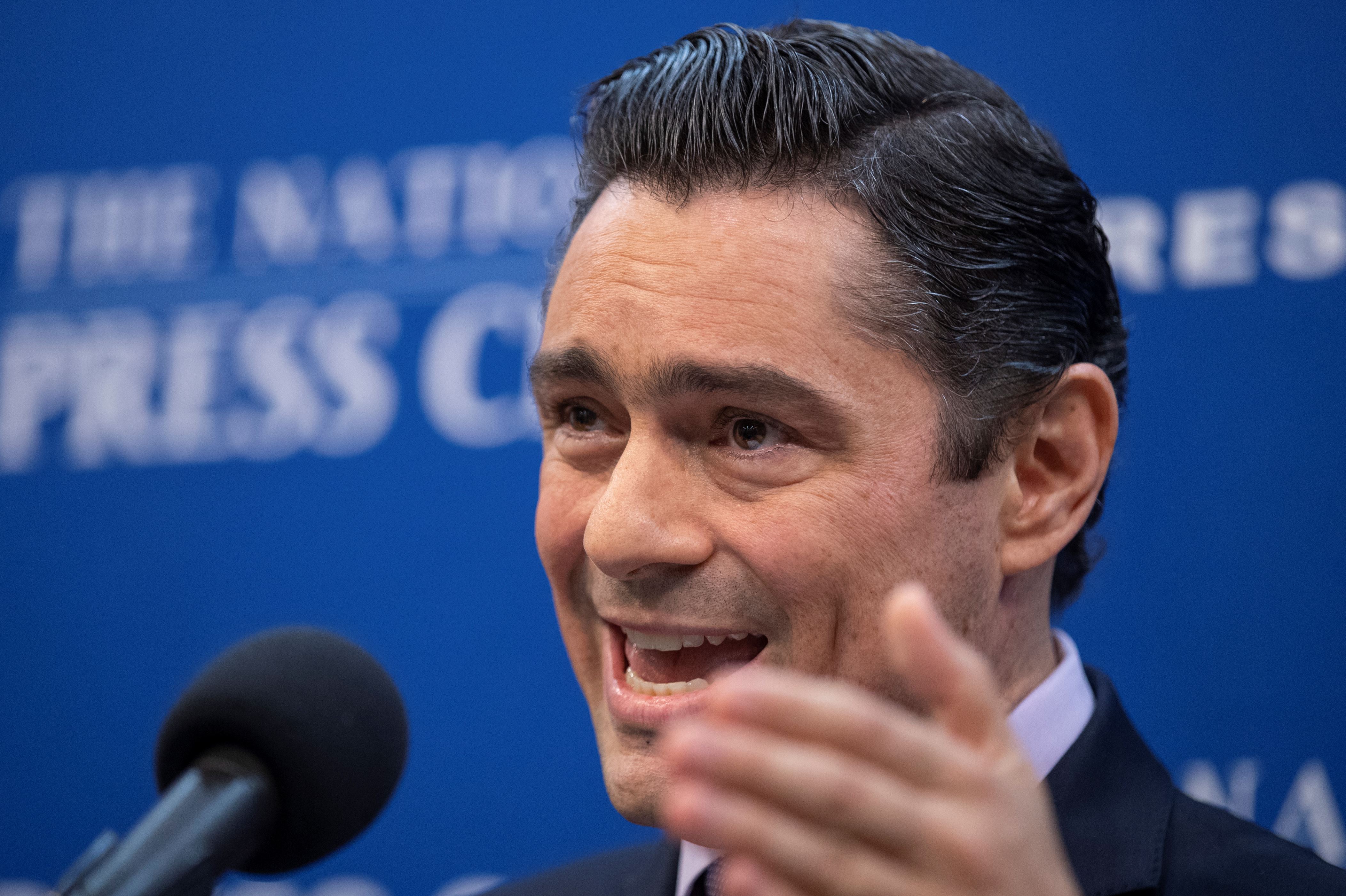 Carlos Vecchio, Venezuela's opposition ambassador to the U.S. speaks at the National Press Club in Washington, Tuesday, July 30, 2019. (AP Photo/Manuel Balce Ceneta)