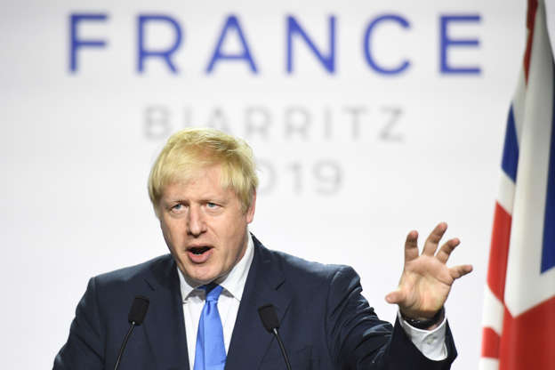 Prime Minister Boris Johnson during a press conference at the conclusion of the G7 summit in Biarritz, France. (Photo by Stefan Rousseau/PA Images via Getty Images)