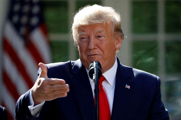 President Donald Trump announces the establishment of the U.S. Space Command in the Rose Garden of the White House in Washington, Thursday, Aug. 29, 2019. (AP Photo/Carolyn Kaster)