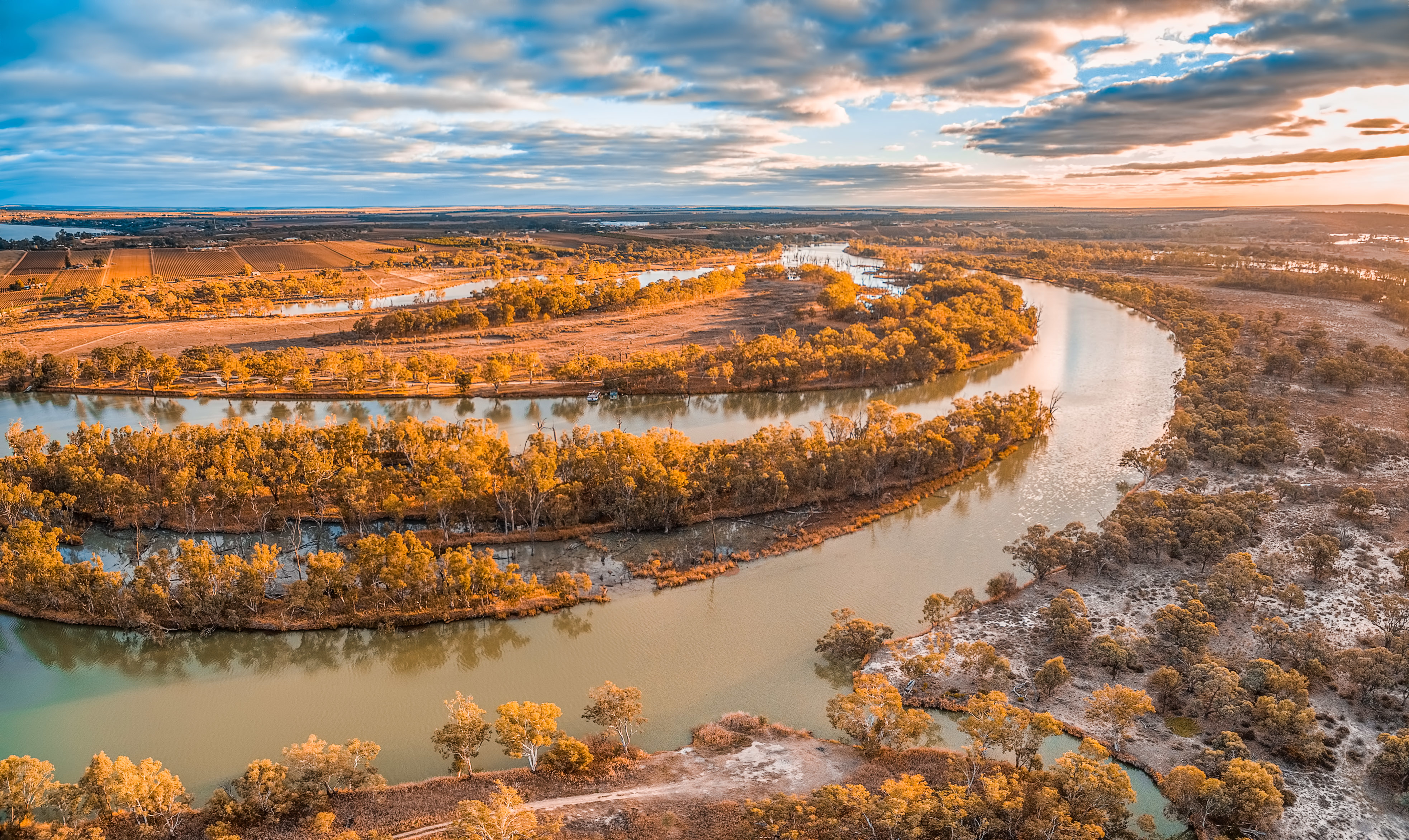 Slide 21 of 41: "Aerial View Of River Against Sky During Autumn. Photo Taken In Kingston, Australia"
