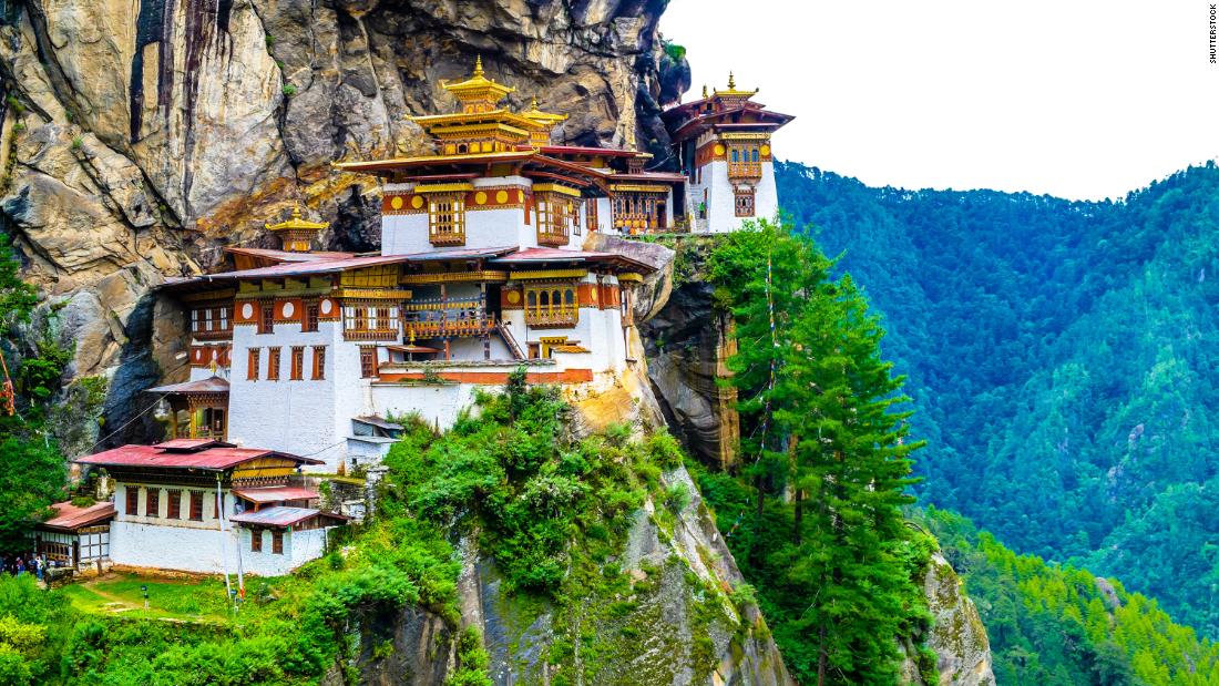 a house with Paro Taktsang in the background: Taktshang Goemba(Tiger's Nest Monastery), Monastery, Bhutan, in a mountain cliff.