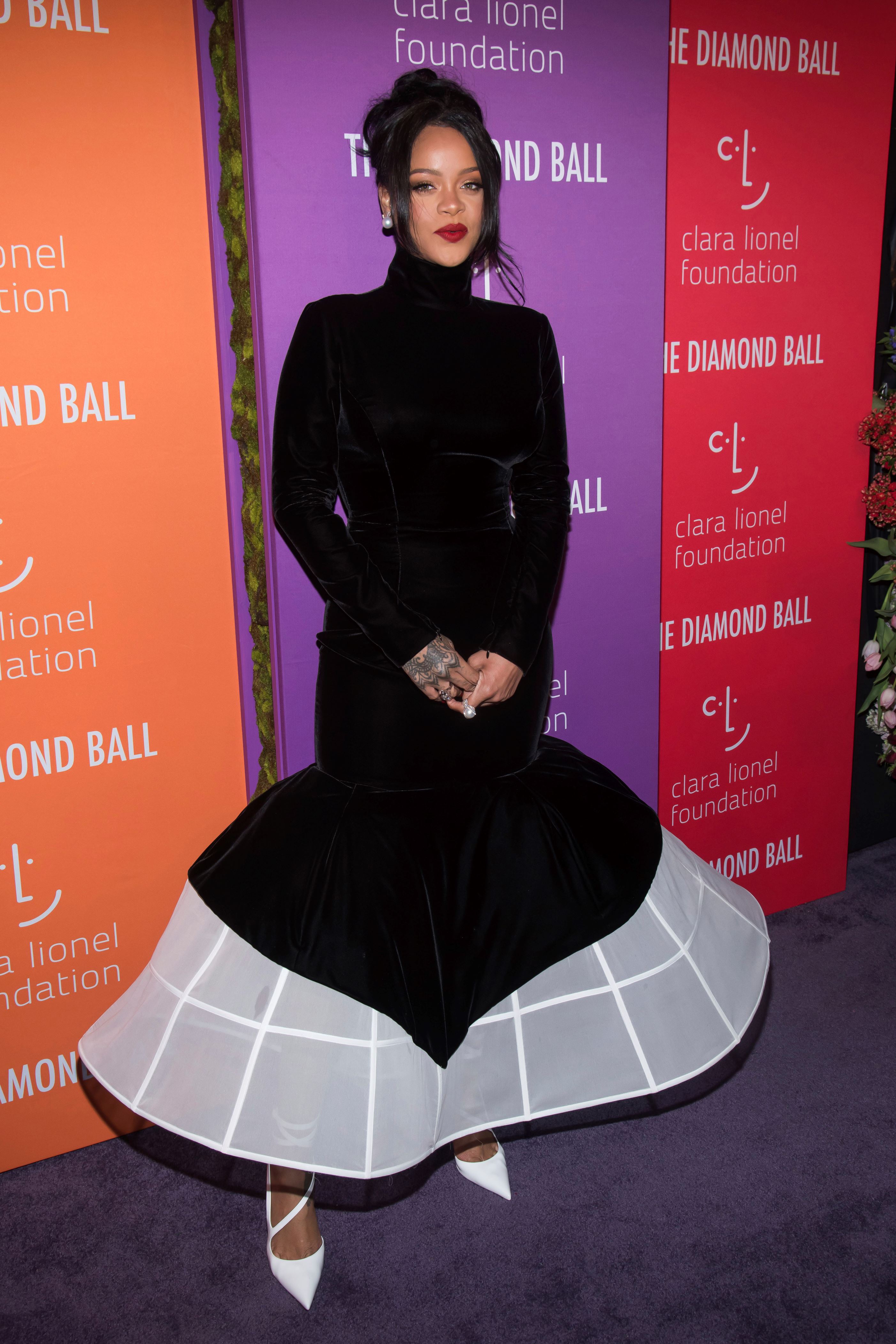 rihanna black ball gown