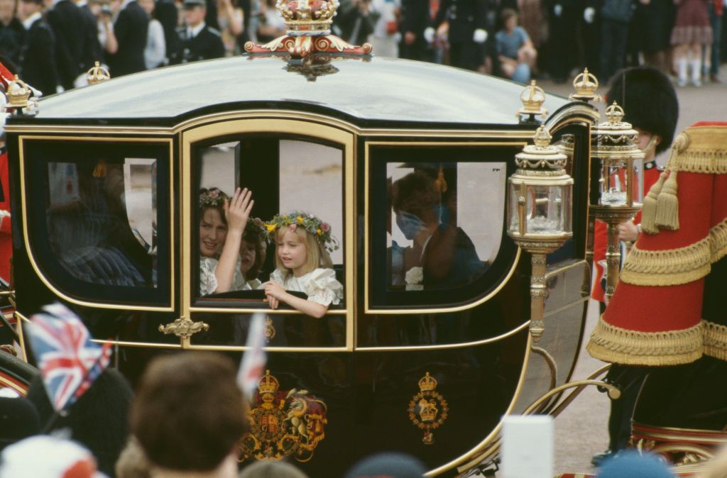 <p>Princess Diana's bridesmaids were treated like royalty (granted, some of them were royalty), arriving in a gold carriage. </p>