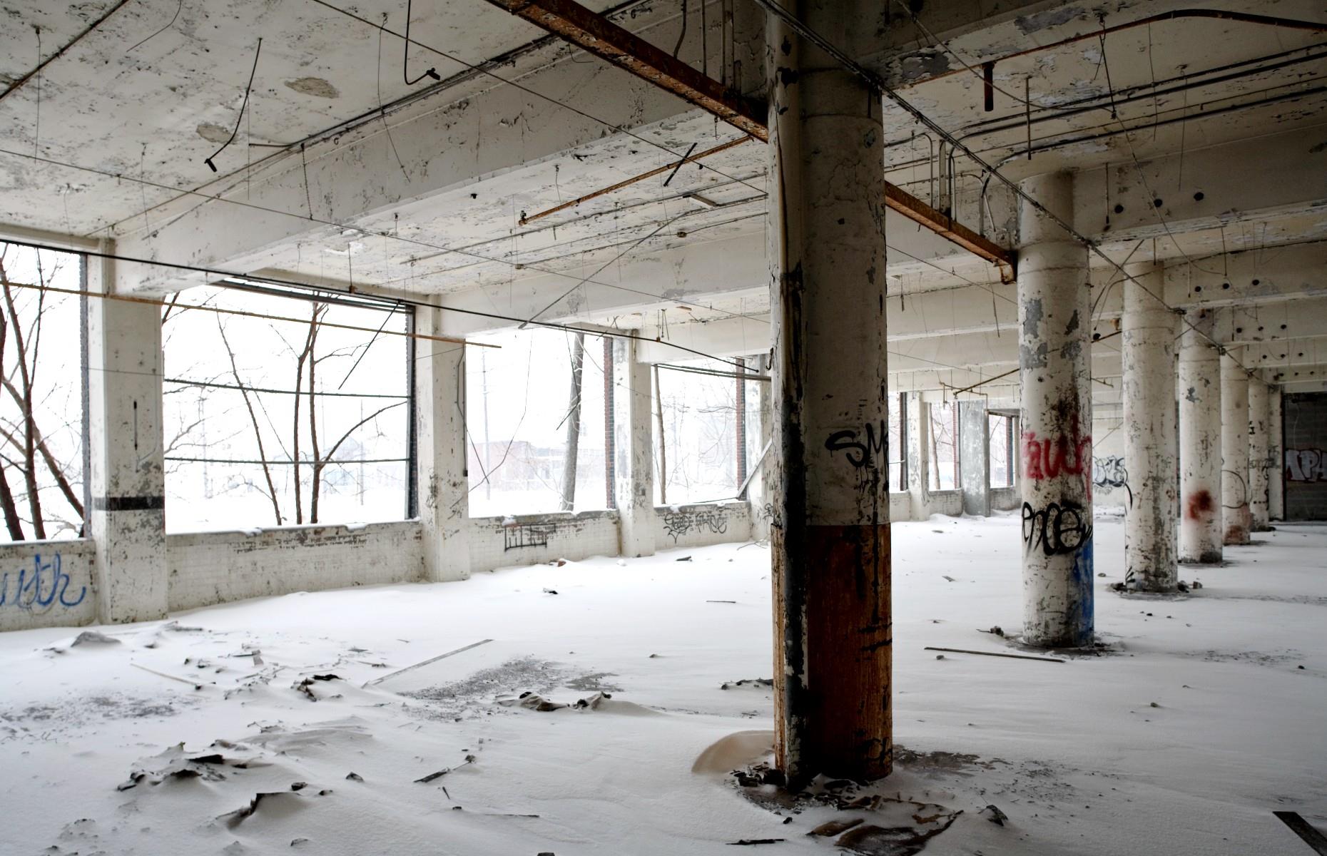 a building covered in snow
