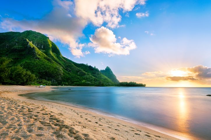 <p>Kauai’s north shore has 50 miles of gorgeous white-sand beaches such as Tunnels Beach with beautiful views of Mount Makana. This casual beach spot features shallow reefs, perfect for snorkeling.</p>