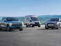 from left: Ford F-150 Lightning, Ford E-Transit and Ford Mustang Mach-E