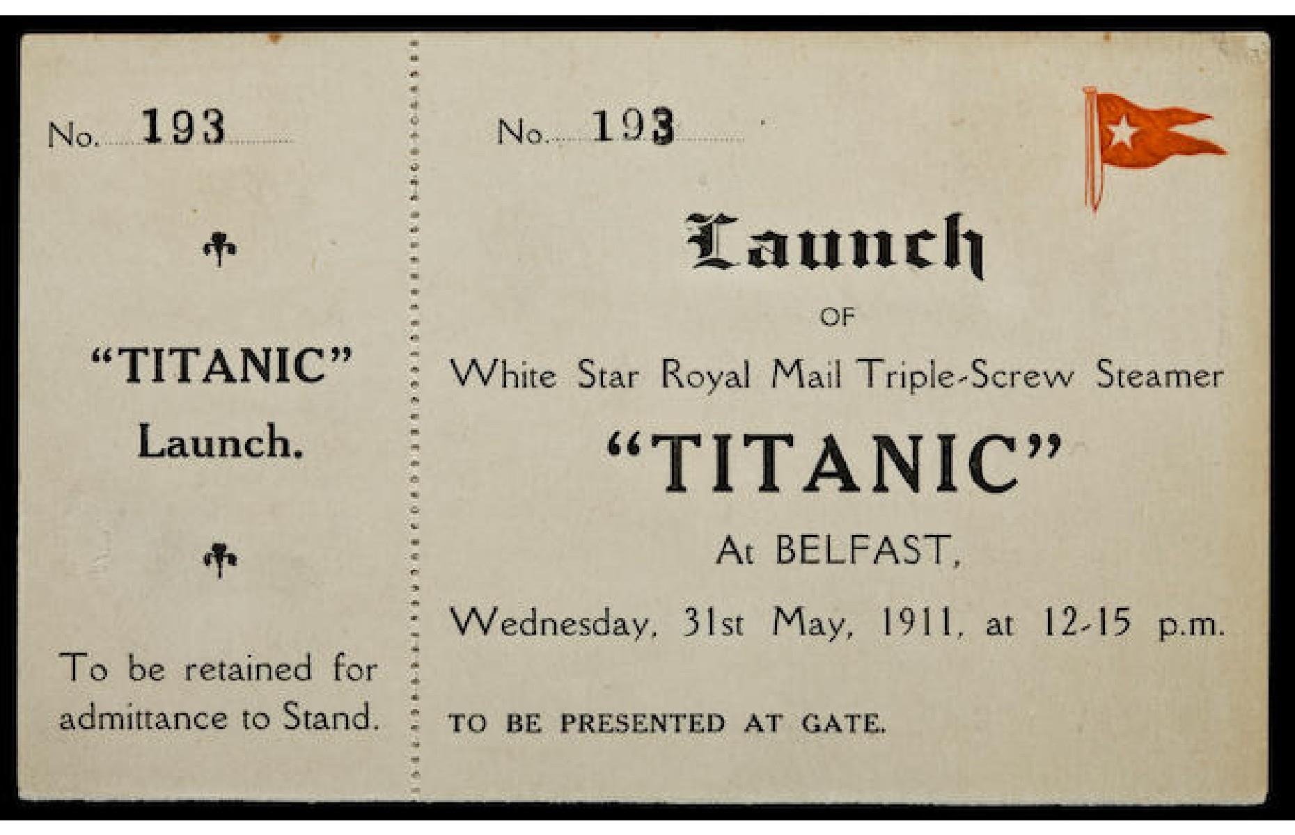 The Titanic’s launch from shipbuilding company Harland & Wolff in Belfast was set to be such an exciting event that tickets were sold to spectators keen to watch the ship slide into the sea for the very first time. This is the only fully intact, unused ticket known to still exist and as a result it sold for $56,250 at New York auction house Bonhams in 2012.