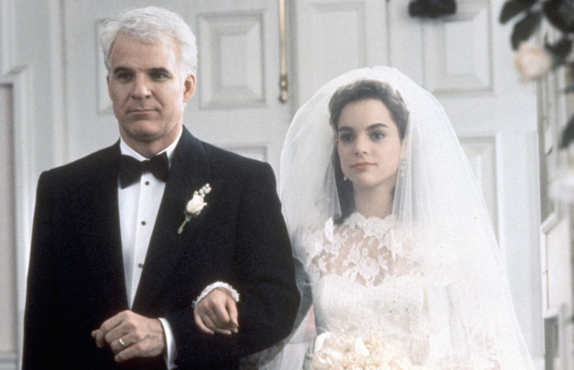 <p>Steve Martin is at his curmudgeonly best as an exasperated dad helplessly watching as his daughter gets married in this winsome wedding movie (a remake of the 1950 version starring Spencer Tracy and Liz Taylor). Martin Short has a star turn playing incomprehensible and flamboyant wedding planner Franck, who was <a href="https://www.bustle.com/p/lisa-vanderpumps-party-planner-kevin-lee-has-worked-with-oprah-winfrey-barack-obama-but-his-cocktail-conversation-could-use-some-work-8128386" rel="noreferrer noopener">actually based on real L.A. planner and reality star Kevin Lee</a>. And the ceremony itself is pure suburban ‘90s grandeur, swans and all.</p>