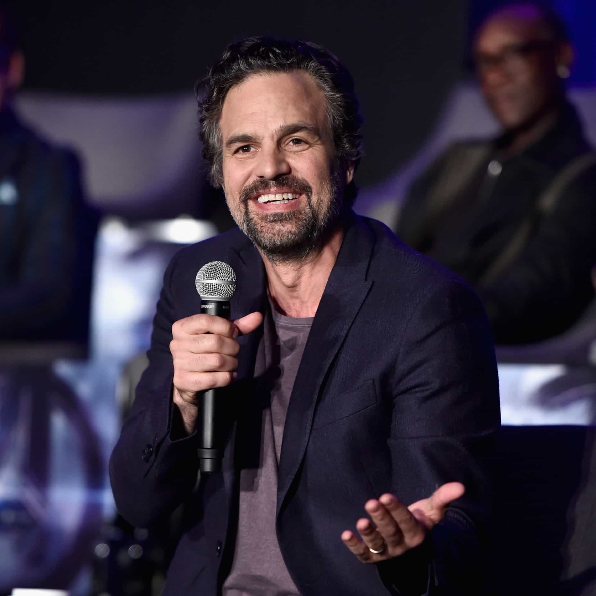 Mark Ruffalo wearing a microphone