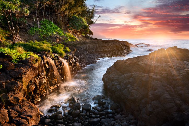 <p>Outside of the resort town of Princeville is an infamous beachfront tide pool carved by the sea over centuries. A favorite bathing spot of Hawaiian royalty, it's a great place to see small fish, sea life, or take a quick dip. </p>