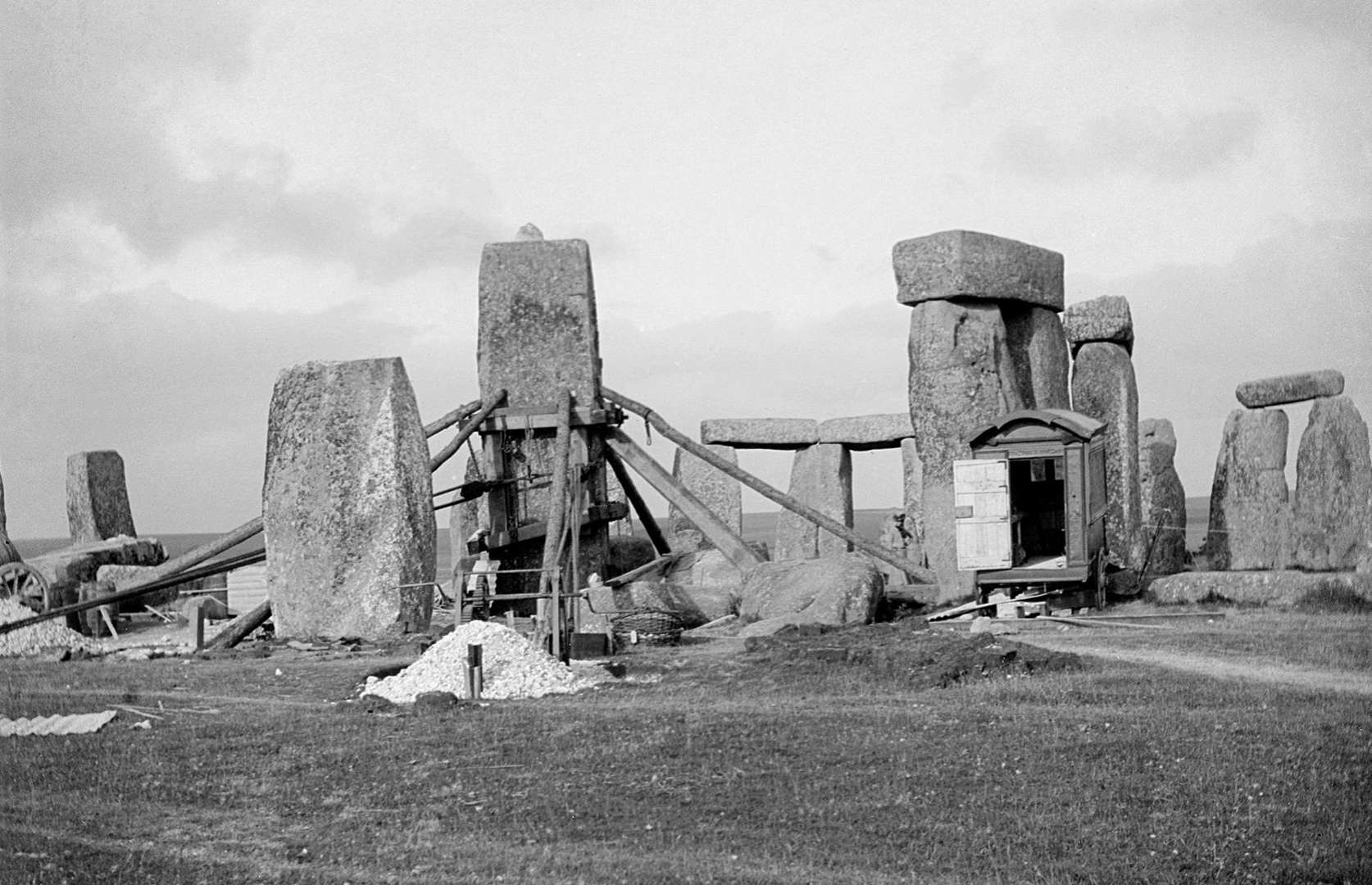 Slide 10 of 41: This mammoth stone circle has been baffling experts for time immemorial. The impossibly perched henge is thought to date back some 4,500 years, yet its exact purpose and usage still remains a mystery. Its stones are carefully arranged to line up with the movements of the sun, so it could have served as some kind of Neolithic calendar or, more likely, a place of worship and/or a burial site. Over the last century, the site has been carefully restored and studied further. This photo from 1901 captures a landmark dig and restoration project overseen by renowned British engineer William Gowland. 