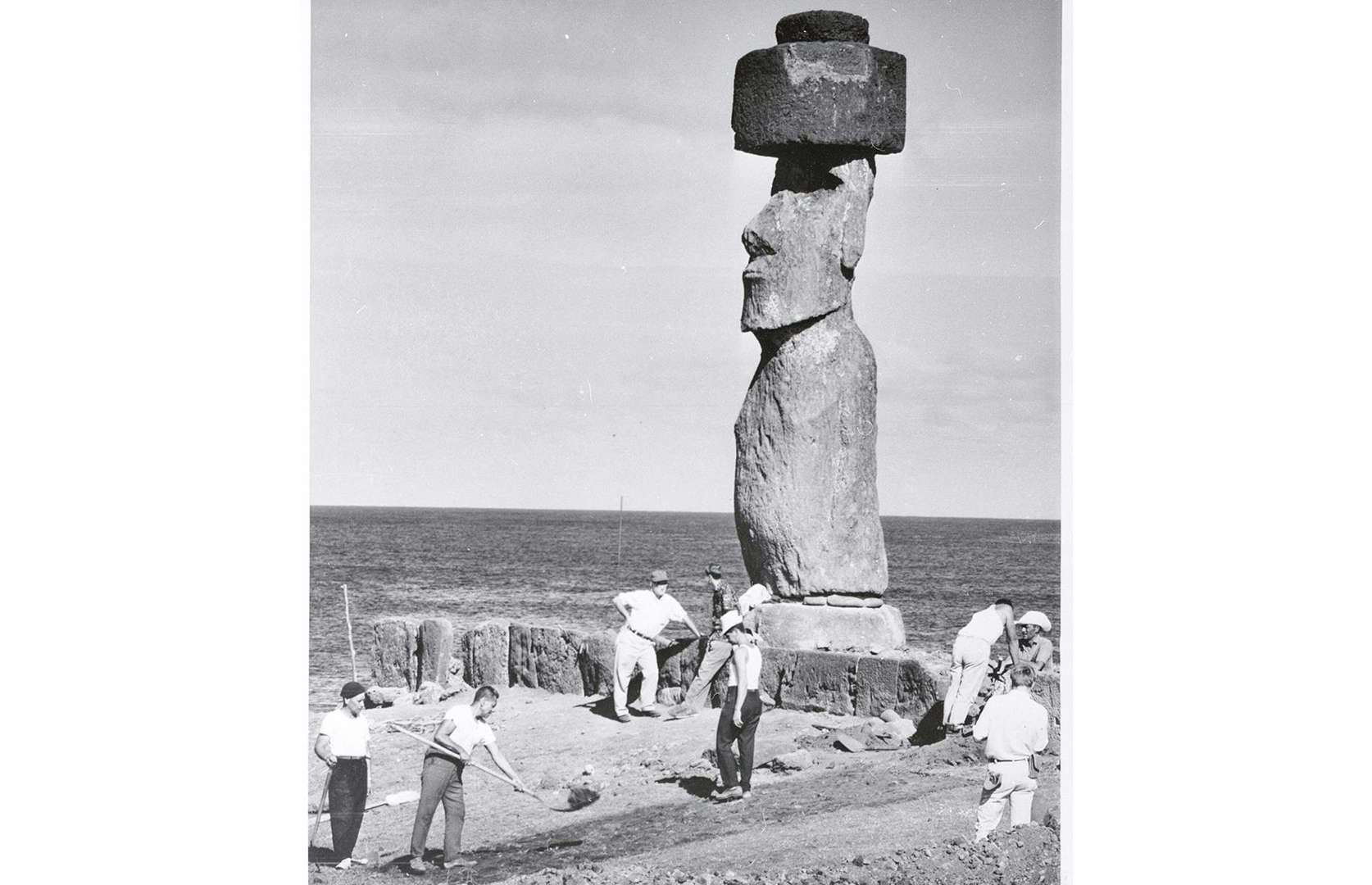 Slide 12 of 41: The carved human figures, or moai, scattered across Chile's Easter Island really have to be seen to be believed. The tallest among them soars to well over 30 feet (9m) and although it's not known exactly when these colossal busts were built, there's no doubt they've watched over the island for centuries. Extensive restoration projects were carried out in the mid-20th century – here archaeologists work on a towering moai circa 1969.