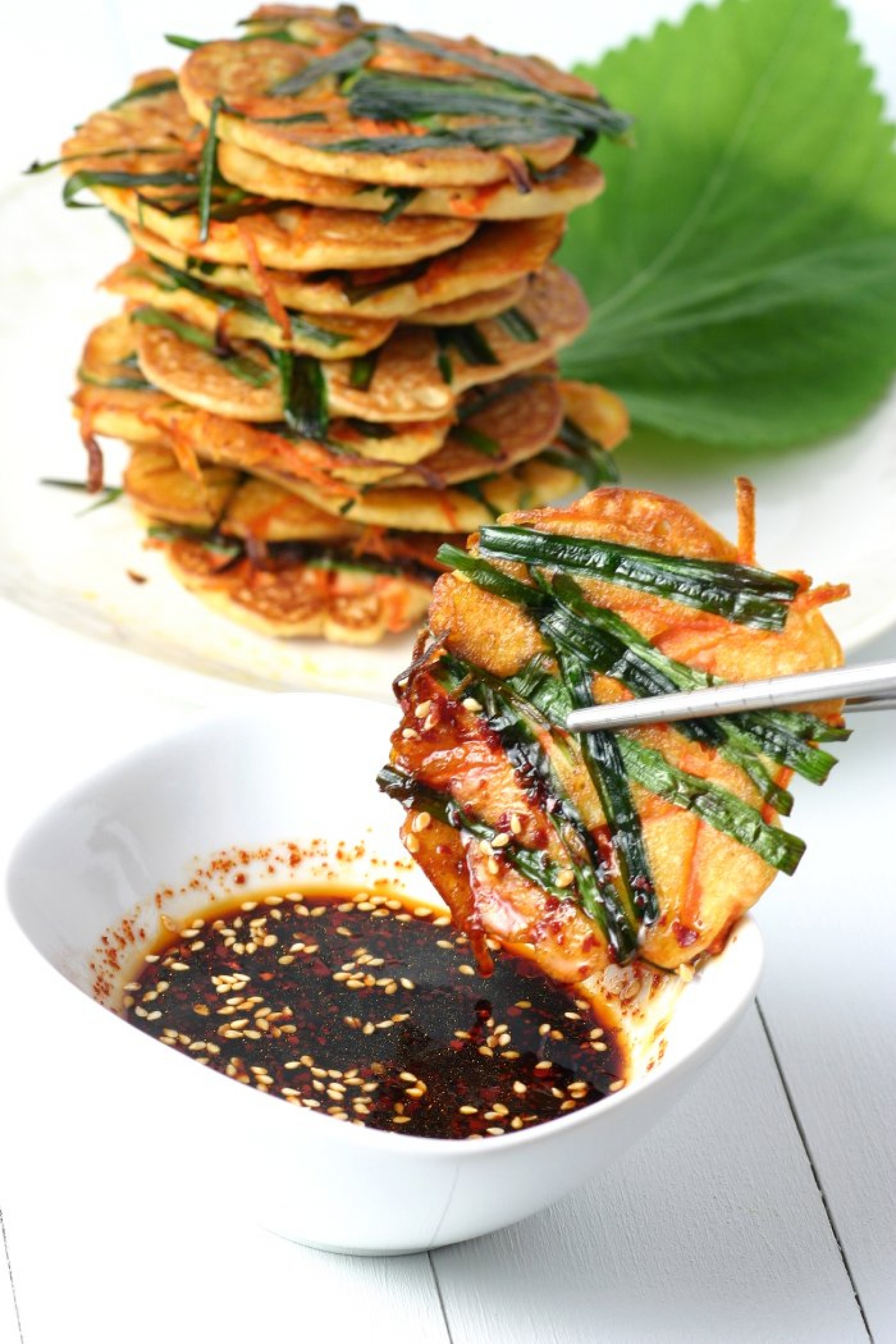 <p>To make these savory Korean-style pancakes packed with aromatic, authentic flavor, get your hands on some split mung beans, brown miso and rice flour. Served with a simple yet kicked-up dipping sauce, they'll make your taste buds travel to a delicious place. <a href="http://www.landsandflavors.com/korean-mung-bean-pancakes/" rel="noopener">Get the recipe here.</a></p>