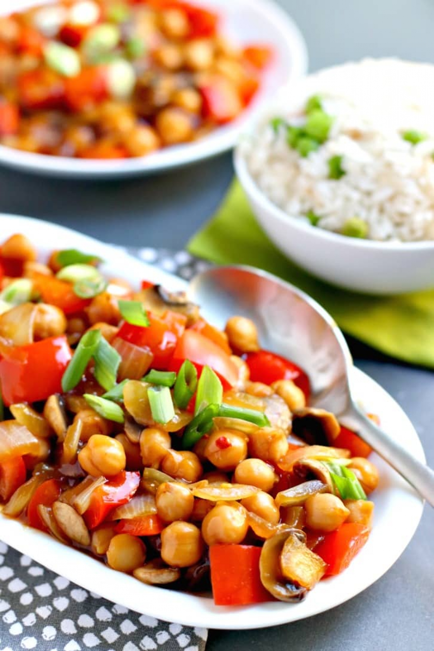 <p>Chickpeas are an excellent alternative to tofu for all of your vegetarian stir fry needs. <a href="https://www.veggiessavetheday.com/chickpea-stir-fry/" rel="noopener">This recipe</a> tosses them with a handful of veggies in a simple sauce that believe it or not, doesn't require any oil!</p>