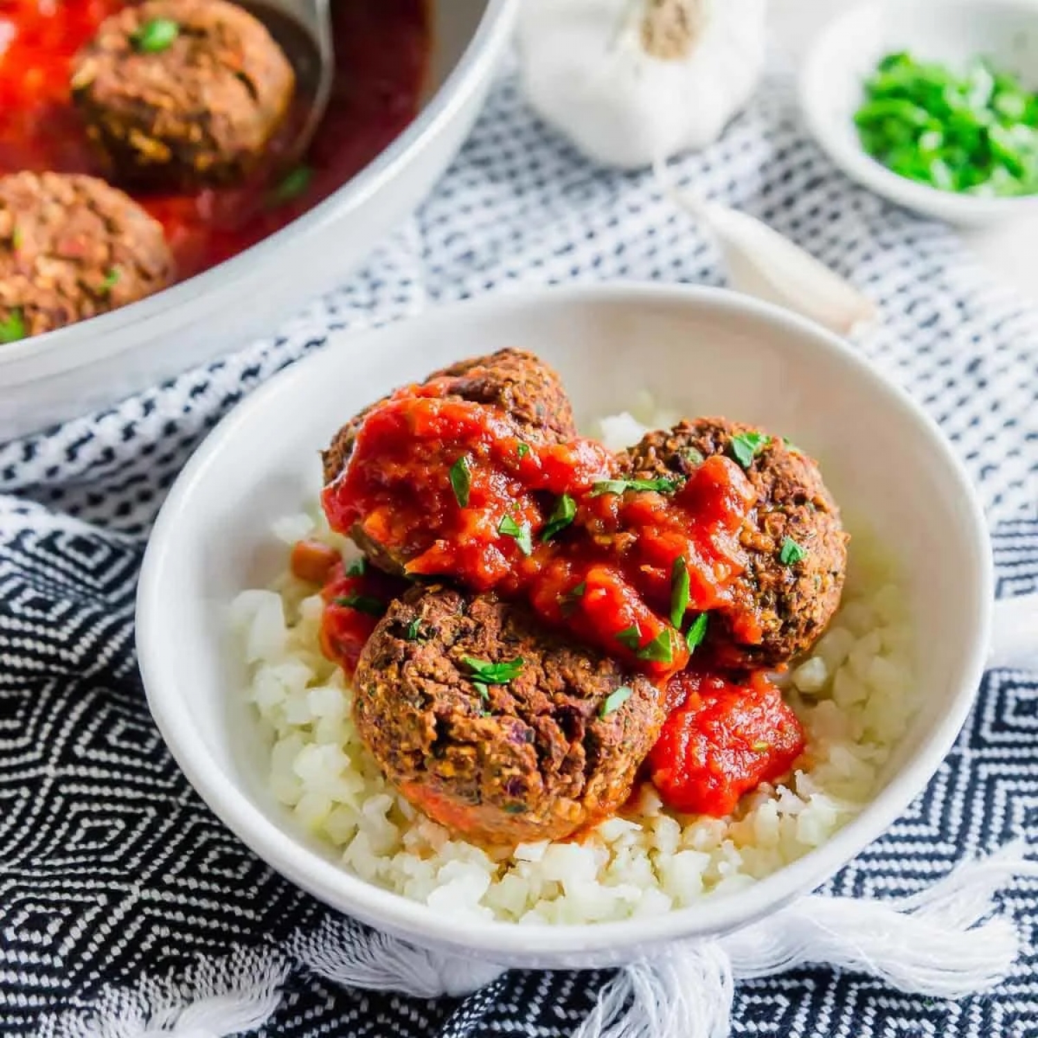 <p>These meatless 'meatballs' get their great compact texture from canned black beans, chopped veggies and rolled oats. They're great served Italian-style with your favorite pasta sauce and a low-carb "grain" substitute (or go ahead and have the pasta). <a href="https://www.runningtothekitchen.com/black-bean-meatballs/" rel="noopener">Get the recipe here.</a></p>