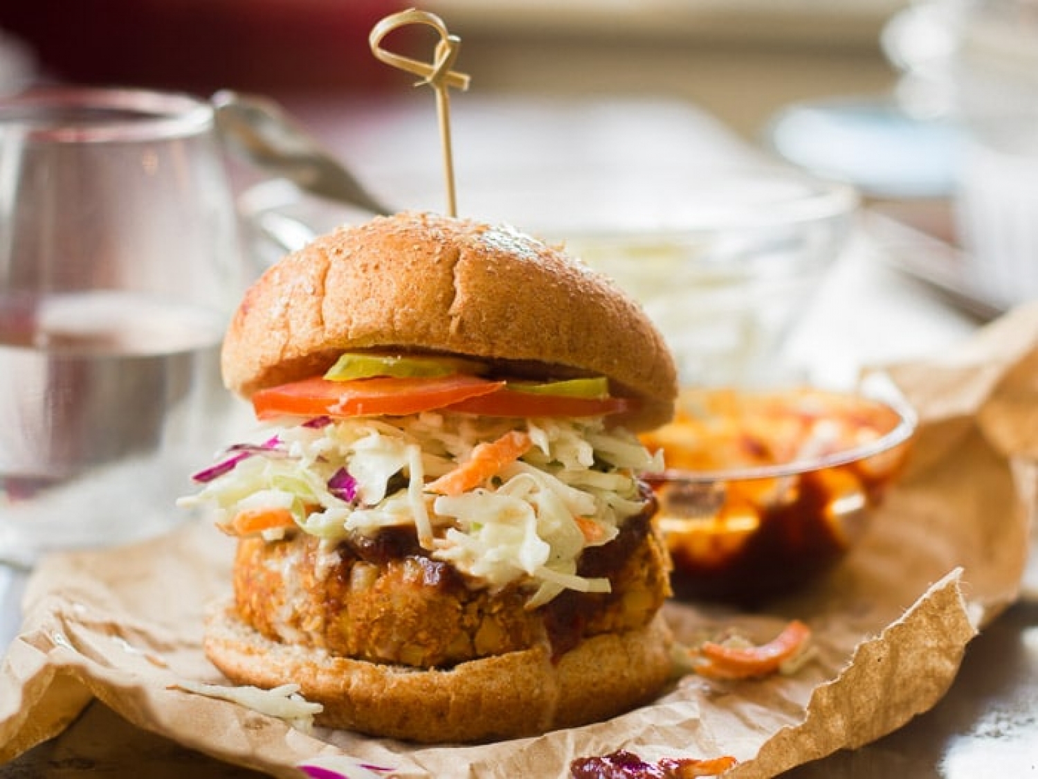 <p>Replace your usual BBQ pulled pork or chicken with crispy, satisfying chickpea patties. They get their crunch from rolled oats, and when combined with homemade barbecue sauce and vegan-friendly coleslaw, they'll be just as tasty as anything you can make with meat. <a href="https://www.connoisseurusveg.com/barbecue-chickpea-burgers/" rel="noopener">Get the recipe here.</a></p>