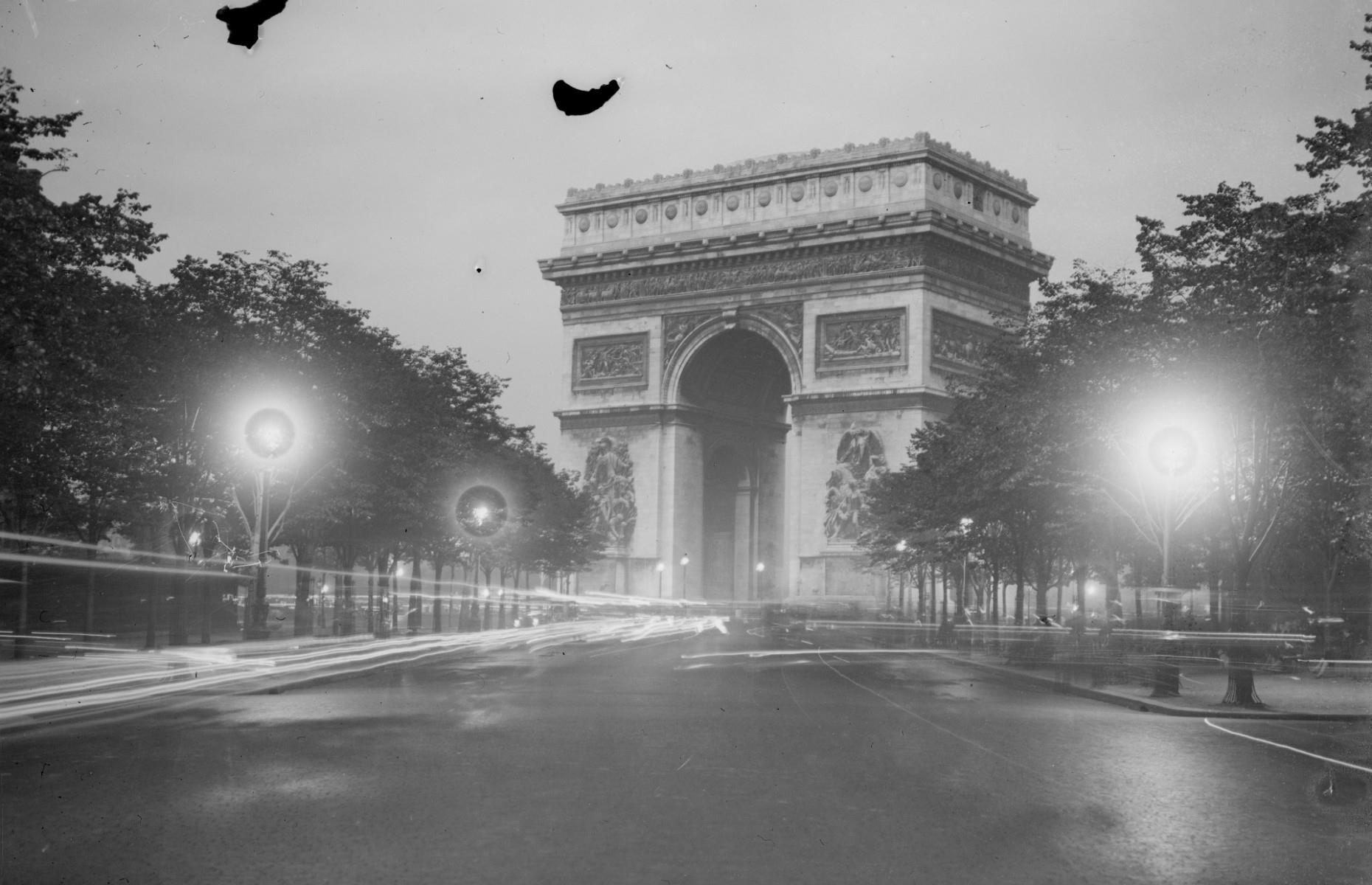 <p>With its ornate, Neoclassical and towering 164-foot (50m) frame, it’s hard not to be impressed by the Arc de Triomphe. It’s not surprising, then, that the lavish landmark took a whopping 30 years to build. Commissioned by Napoleon I in 1806, the arch stands at the center of the aptly-named Place de l’Étoile, or Star Square, whose streets radiate outwards in a star-like formation. Pictured here in 1929, it’s surrounded by electric street lights – Paris was the first city in the world to introduce this innovation in 1878.</p>