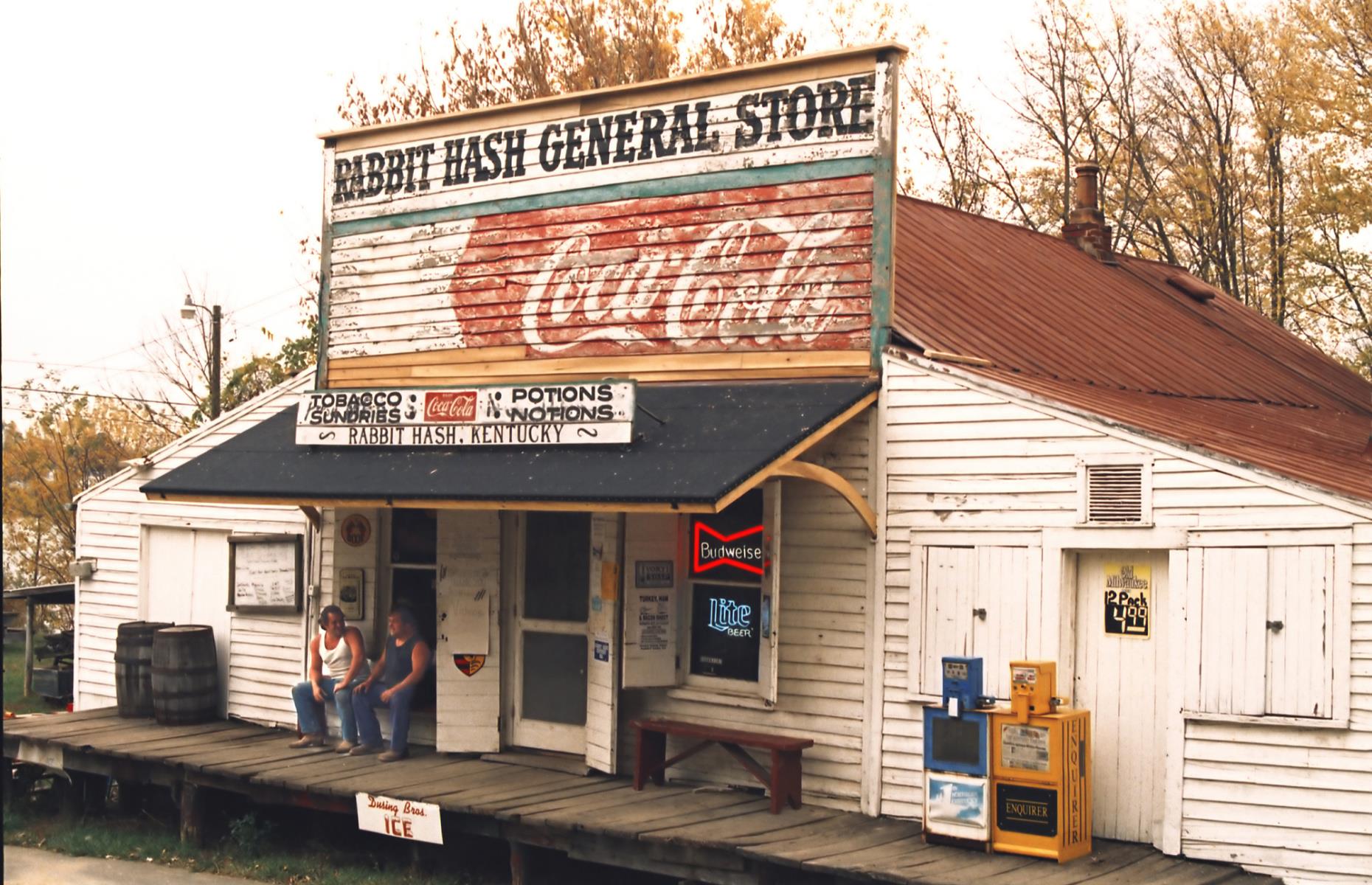 <p>The town of <a href="https://www.rabbithash.com/">Rabbit Hash, Kentucky</a> was founded circa 1813 and locals claim that it hasn’t changed a whole lot since. The town’s general store opened in 1831 and has survived not only the passage of time, but substantial flooding courtesy of the Ohio River. Yet, it still remains, selling locally made candy and jelly, soaps, crafts and antiques. There’s also a museum in the town, detailing the history of this quirky little community.</p>