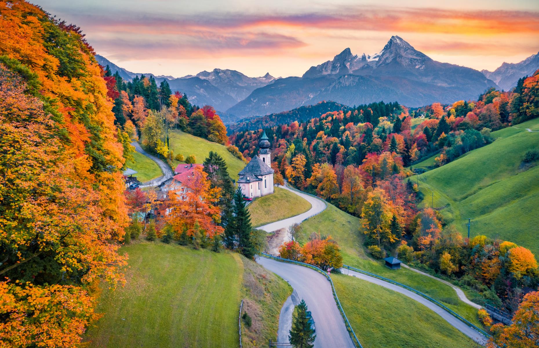 <p>The <a href="https://www.deutsche-alpenstrasse.de/en/home">Alpine route or Alpenstraße</a> is considered among the world’s most spectacularly beautiful drives, carving and curving through the Bavarian Alps and packing in breathtaking scenery. The roughly 175-mile (283km) journey from Munich to Lindau, via the stunning mountain town of Berchtesgaden (pictured), covers some of the best of it, passing dozens of castles, mountain peaks and limpid lakes. It also links up several dreamy spa towns and chocolate-box villages like Oberammergau.</p>