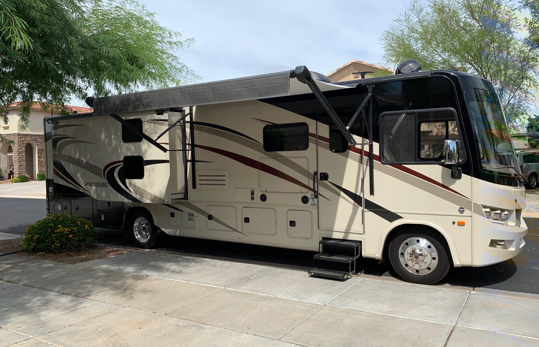 <p>A masterpiece of design, this majestic Class A motorhome utilizes every inch of space. Measuring 37 feet (11m) in length, the 2019 Georgetown GT5 36B5 is decked out with all the 5-star amenities for a peaceful escape and can accommodate up to six passengers.</p>  <p><strong><a href="https://www.loveexploring.com/galleries/65669/unusual-things-youll-find-on-a-road-trip-through-the-usa?page=1">Discover the unusual things you’ll find on a road trip through the USA</a></strong></p>