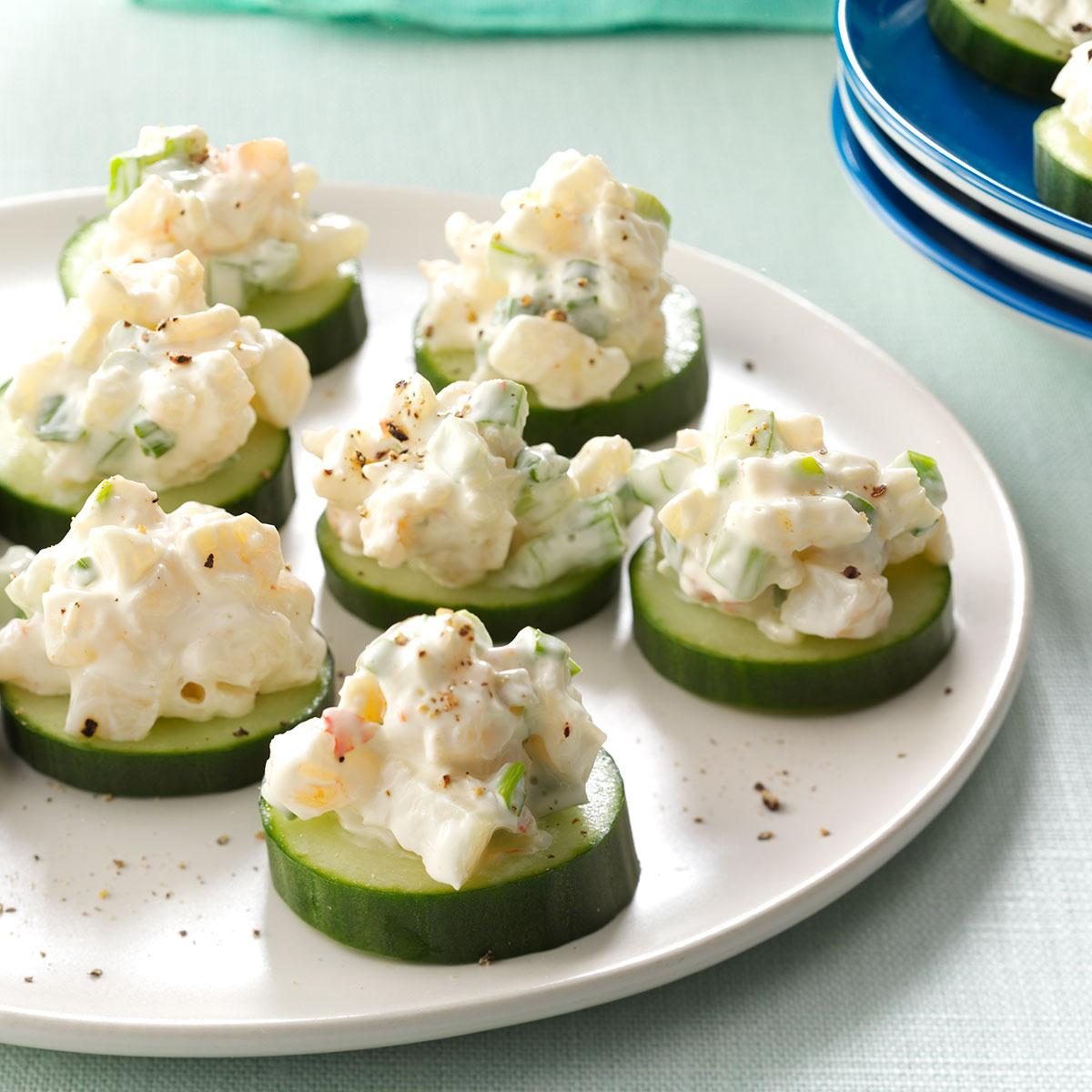 <p>I always make these appetizers for our get-togethers. They're easy to prepare and a snappy addition to any party. —Kelly Alaniz, Eureka, California</p> <div class="listicle-page__buttons"> <div class="listicle-page__cta-button"><a href='https://www.tasteofhome.com/recipes/shrimp-cucumber-rounds/'>Go to Recipe</a></div> </div>