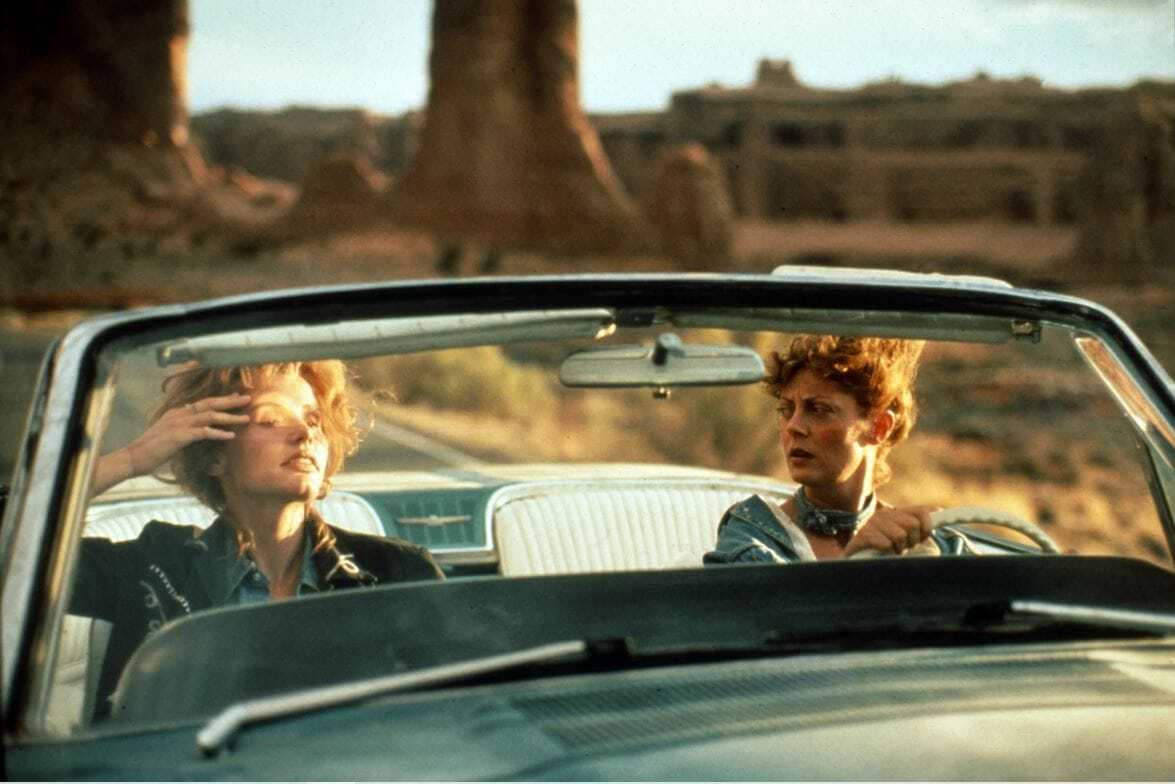 <p>Seen as one of the <a href="https://www.theatlantic.com/entertainment/archive/2011/08/thelma-louise-the-last-great-film-about-women/244336/">greatest feminist films of all time</a>, <a href="https://www.imdb.com/title/tt0103074/"><em>Thelma & Louise</em></a> is also just one of the greatest films of all time, road trip or otherwise. It portrays two best friends adventuring on the road together and quickly spiralling into crime and running from the police. The controversial film became instantly beloved by audiences everywhere, earning six Oscar nominations and <a href="https://www.oscars.org/oscars/ceremonies/1992">winning Best Original Screenplay</a>. In 2016, it was added to the <a href="https://www.loc.gov/item/prn-16-209">Library of Congress’s National Film Registry</a> for its cultural significance.</p>