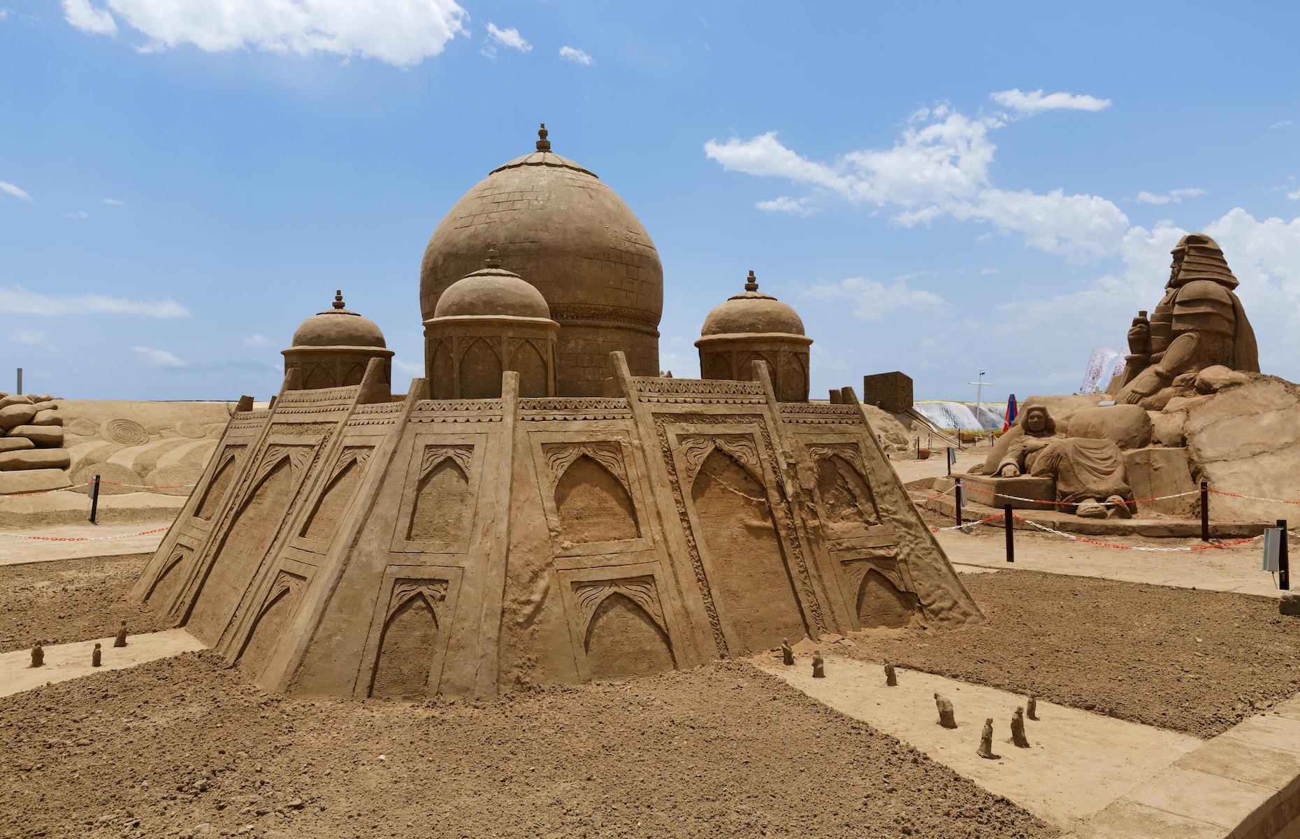 <p>Mythical creatures, fearsome rulers and ancient architecture are just some of the amazing structures that have been on show at the Sand Sculpture Festival, which is usually held annually on Lara Beach in Antalya, Turkey. Pictured here is a model inspired by the Mughal Empire, created by sand artist Jan Zelinka in 2013.</p>  <p><strong><a href="https://www.loveexploring.com/galleries/112118/abandoned-palaces-rebuilt-before-your-eyes?page=1">Abandoned palaces rebuilt before your eyes</a></strong></p>