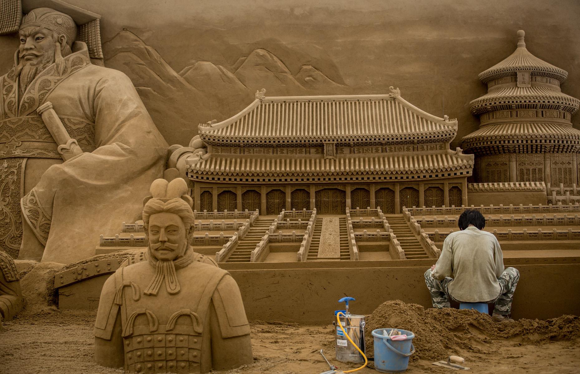 <p>The largest ancient palatial structure in the world was the bold choice for sand sculptor Zhang Weikang (pictured) who created some of the complex sand sculptures on display at the Yokohama Sand Art Exhibition held in 2014. Producer and sand sculptor Katsuhiko Chaen invited artists from around the world to recreate UNESCO World Heritage and other historic buildings in China, Japan and South Korea, including Beijing’s sprawling Forbidden City. </p>  <p><strong><a href="https://www.loveexploring.com/galleries/78647/50-wonders-of-the-world-and-how-to-explore-them?page=1">See the 50 wonders of the world everyone should visit once</a></strong></p>
