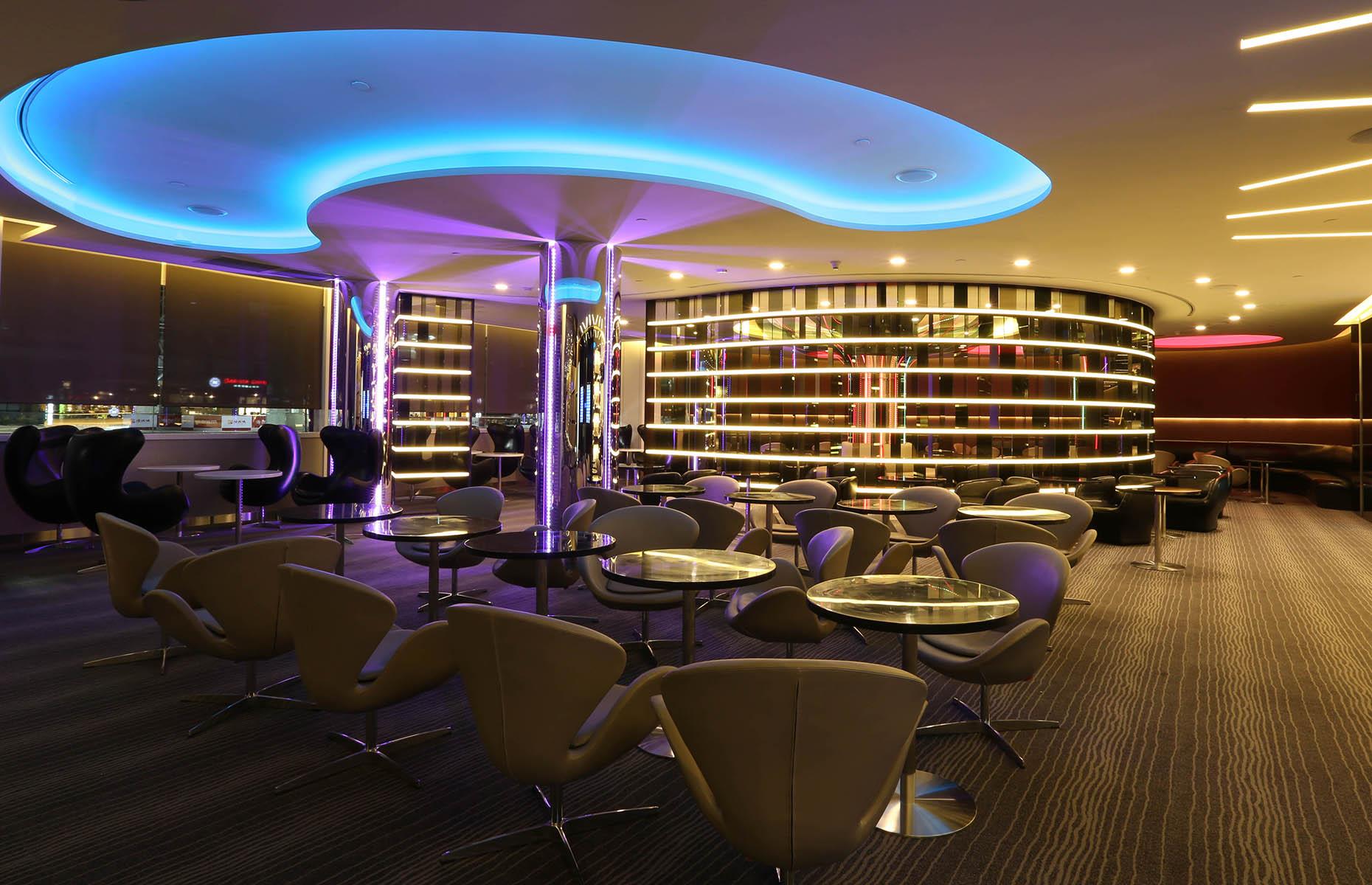 <p>The main lighting installation even changes color to add to the futuristic experience in this intriguing lounge, which overall is a welcome departure from many of the basic interiors of classic airport lounges.</p>  <p><strong><a href="https://www.loveexploring.com/galleries/99546/from-hel-to-cia-hilarious-real-airport-codes">From HEL to CIA – check out these hilarious real airport codes</a></strong></p>