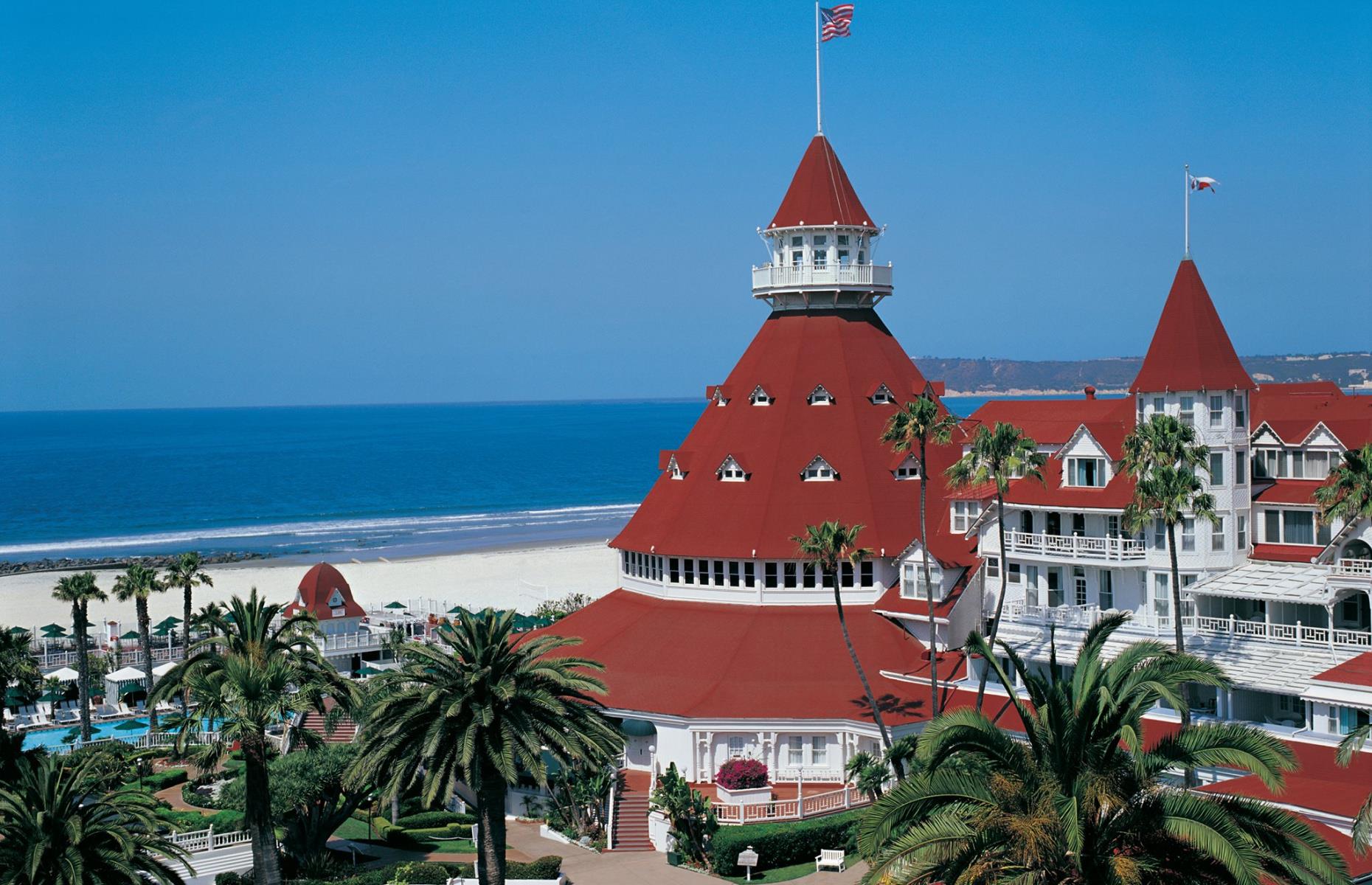 <p>When this San Diego-area hotel opened in 1888, it was heralded for its head-turning Victorian architecture and stunning spot on the Pacific coast. The hotel has since expanded to include cabanas and villas to stay in, as well as the brand-new The Views property. But all of the accommodation options at <a href="https://hoteldel.com">“The Del”</a> include the opportunity to relax on the pristine beach, engage in watersports and dine at the resort’s various restaurants.</p>  <p><strong><a href="http://bit.ly/3roL4wv">Love this? Follow our Facebook page for more travel inspiration</a></strong></p>