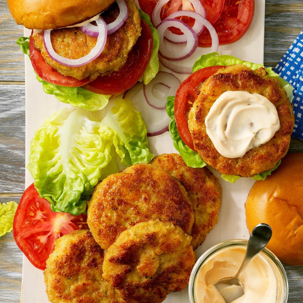 <p>Quite often when we eat at a restaurant, my husband will try something and tell me that I could make it better at home. That was the case with this shrimp patty. It had very few shrimp and needed more flavor. I made some improvements and now it's one my husband's favorites. — Tina Jacobs, Hurlock, Maryland</p> <div class="listicle-page__buttons"> <div class="listicle-page__cta-button"><a href='https://www.tasteofhome.com/recipes/shrimp-patty-sandwiches/'>Go to Recipe</a></div> </div>
