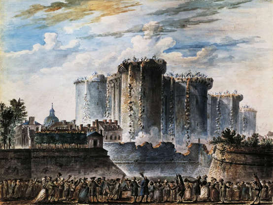 Slide 11 de 30: A Revolução Francesa começou em 1789 com a tomada da Bastilha. O povo francês se revoltou contra os nobres que os tratavam injustamente. Começaram atacando a Bastilha, uma prisão que era vista como um símbolo do poder da monarquia.