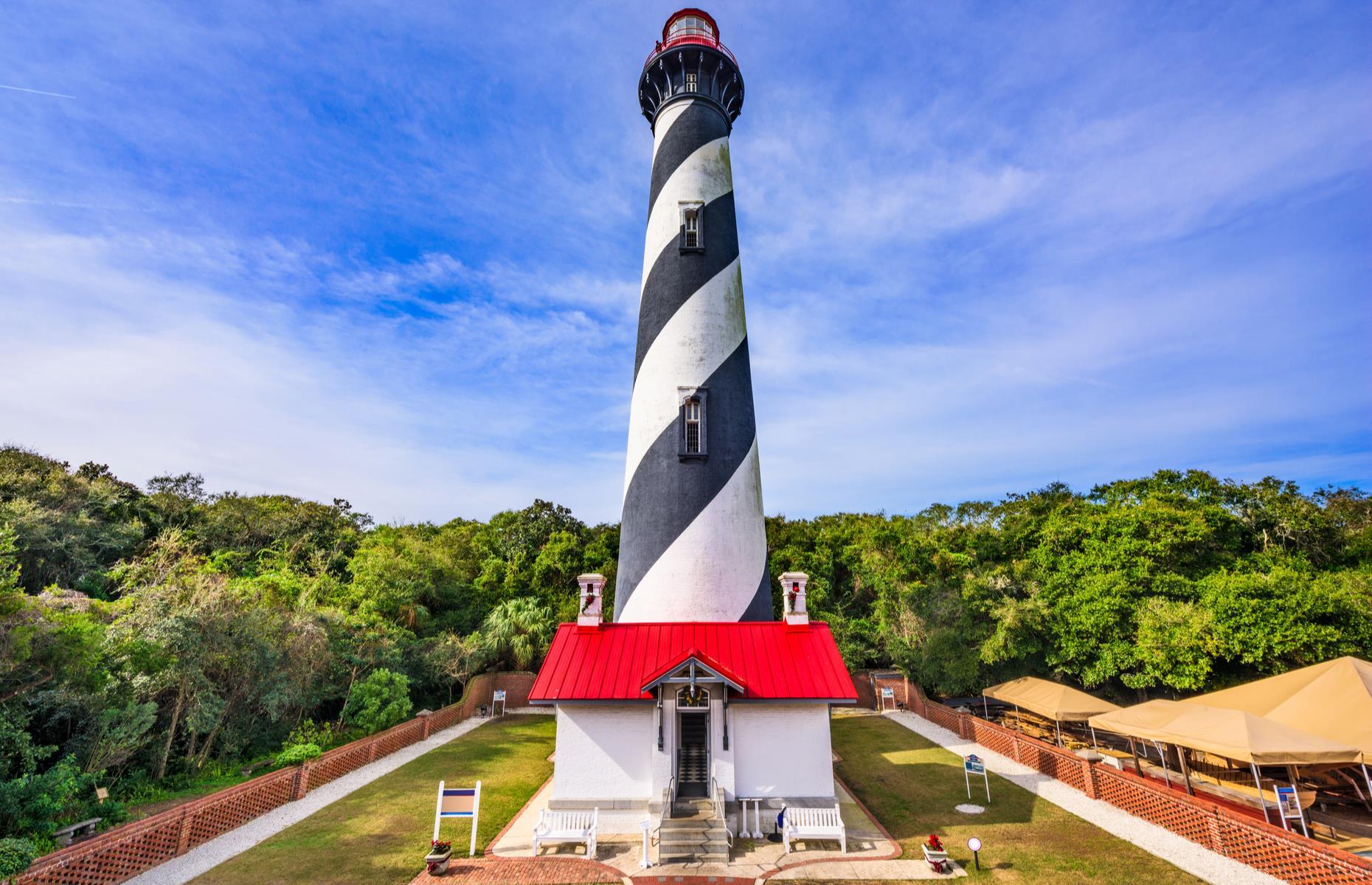 <p><a href="https://www.staugustinelighthouse.org/">This striking black-and-white beacon</a> might not seem particularly creepy, especially when you consider it's in sunny St Augustine. But the lighthouse has a somber past and has even made an appearance on reality series <em>Ghost Hunters</em>. It's said to be haunted by Joseph Andreu, a 19th-century keeper who fell to his death while on watch. Three young girls, including two daughters of 19th-century superintendent Hezekiah Pittee, also died while playing nearby: locals say their playful spirits still haunt the site.</p>  <p><a href="https://www.loveexploring.com/galleries/87044/americas-most-beautiful-lighthouses-you-can-visit?page=1"><strong>These are America's most beautiful lighthouses</strong></a></p>