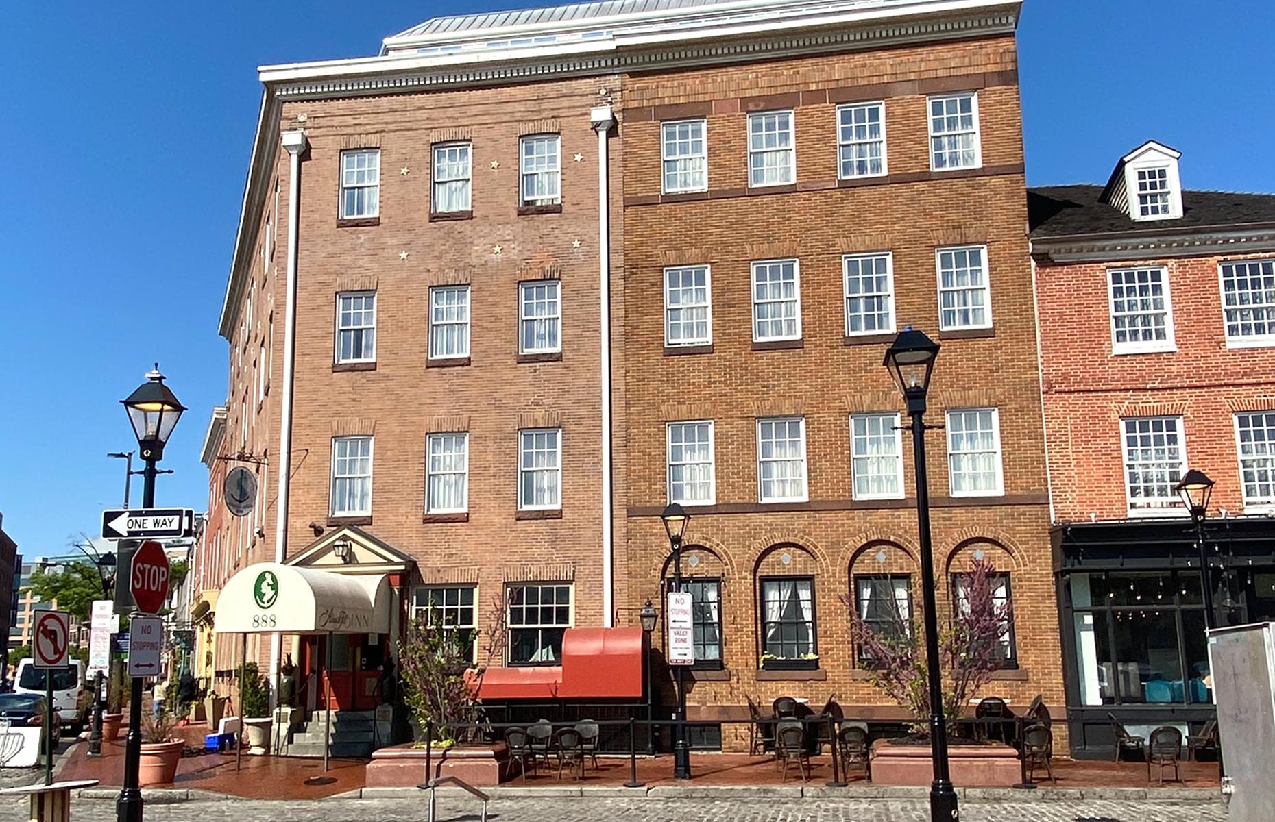 <p>Baltimore's Fell Point neighborhood has a long history and the <a href="https://www.admiralfell.com/">Admiral Fell Inn</a> has been a part of it for decades, beginning life as an anchorage and then a YMCA. It's been a boutique hotel since the 1980s but guests have still reported sightings of ghostly sailors floating around the inn. The property typically runs a ghost tour that includes a drink at the Tavern.</p>