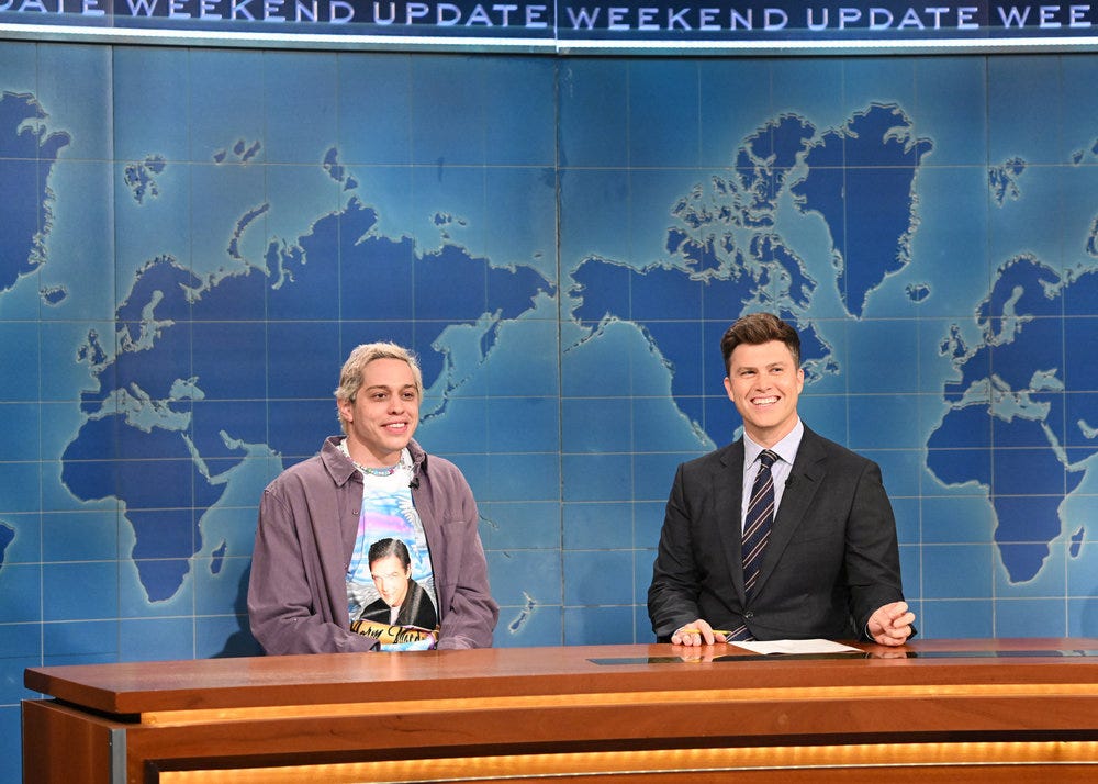 Slide 2 of 11: Davidson anchored "SNL" segment "Weekend Update" with Colin Jost on the Oct. 2, 2021 episode.
