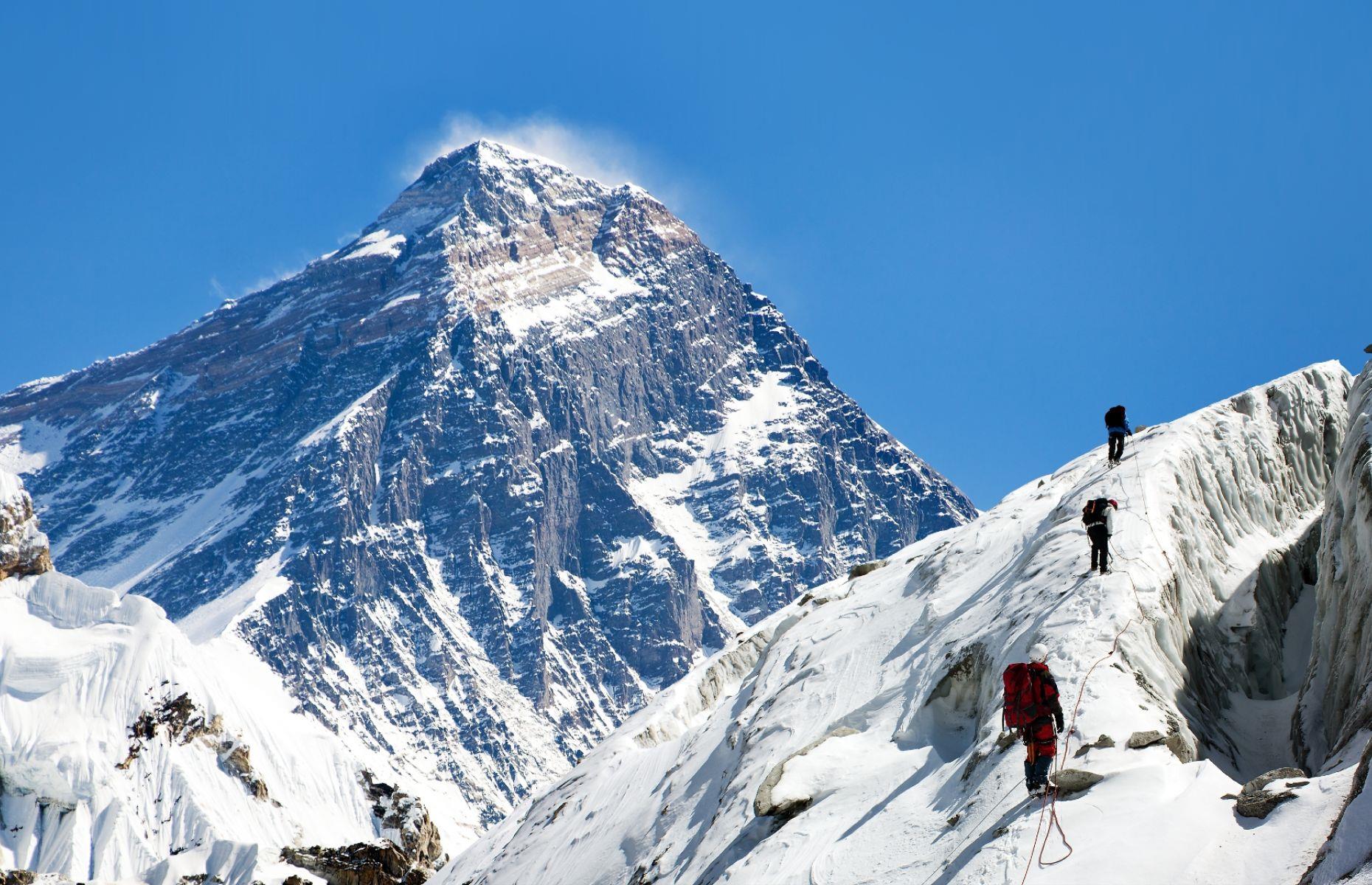 <p>At a dizzying <a href="https://www.britannica.com/place/Himalayas">29,032 feet (8,849m) above sea level</a>, Mount Everest is the highest mountain on Earth. But Everest is not its only name. Straddling the border between Nepal and Tibet, the mountain is known as Sagarmatha in Sanskrit, meaning “peak of heaven”, and Chomolungma in Tibetan, meaning “goddess of the valley”. It gained the name Everest in 1865 after the British surveyor general of India, Sir George Everest.</p>  <p><a href="https://www.facebook.com/loveexploringUK?utm_source=msn&utm_medium=social&utm_campaign=front"><strong>Love this? Follow us on Facebook for more travel inspiration</strong></a></p>