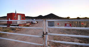 Bonanza Creek Ranch, the set of Rust , is seen closed Friday, the day after the shooting. Sam Wasson/Getty Images